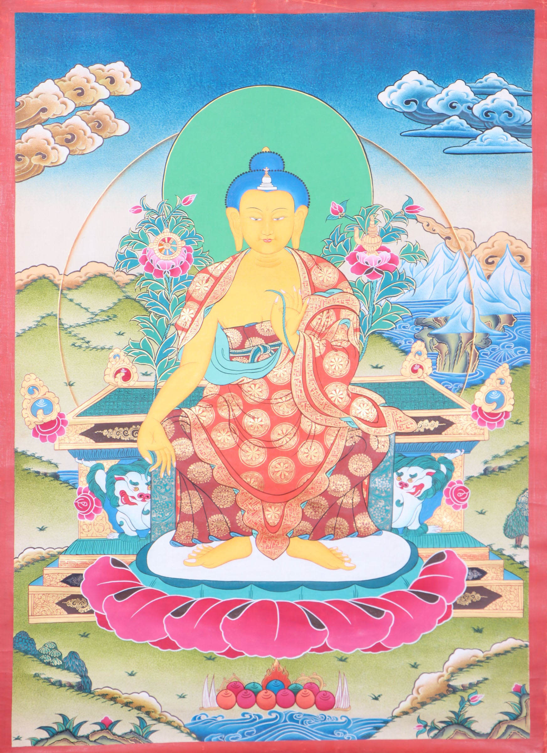 Maitreya Buddha Thangka for meditation and wall decor.
