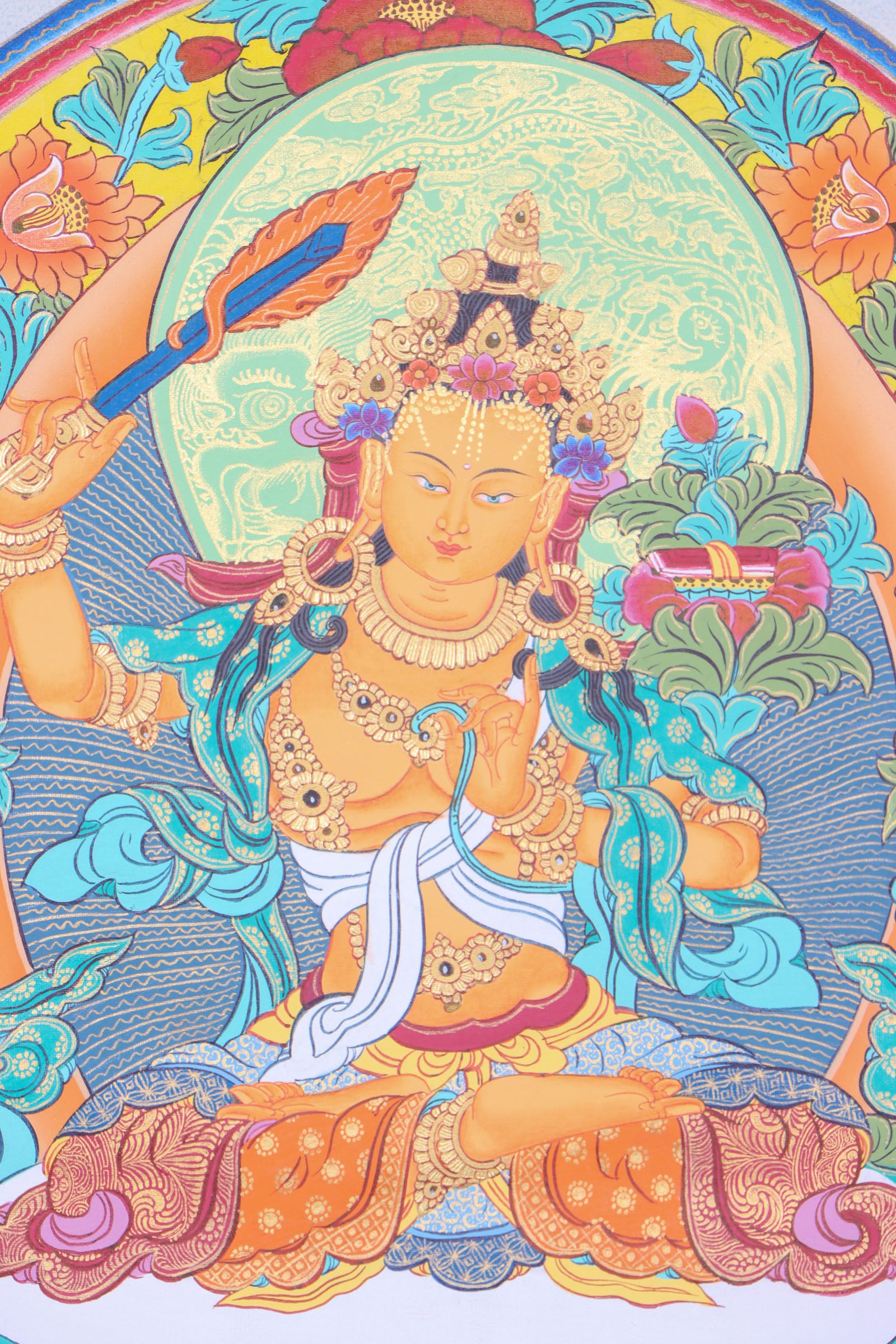 Manjushri Thangka for meditation and wall decor.