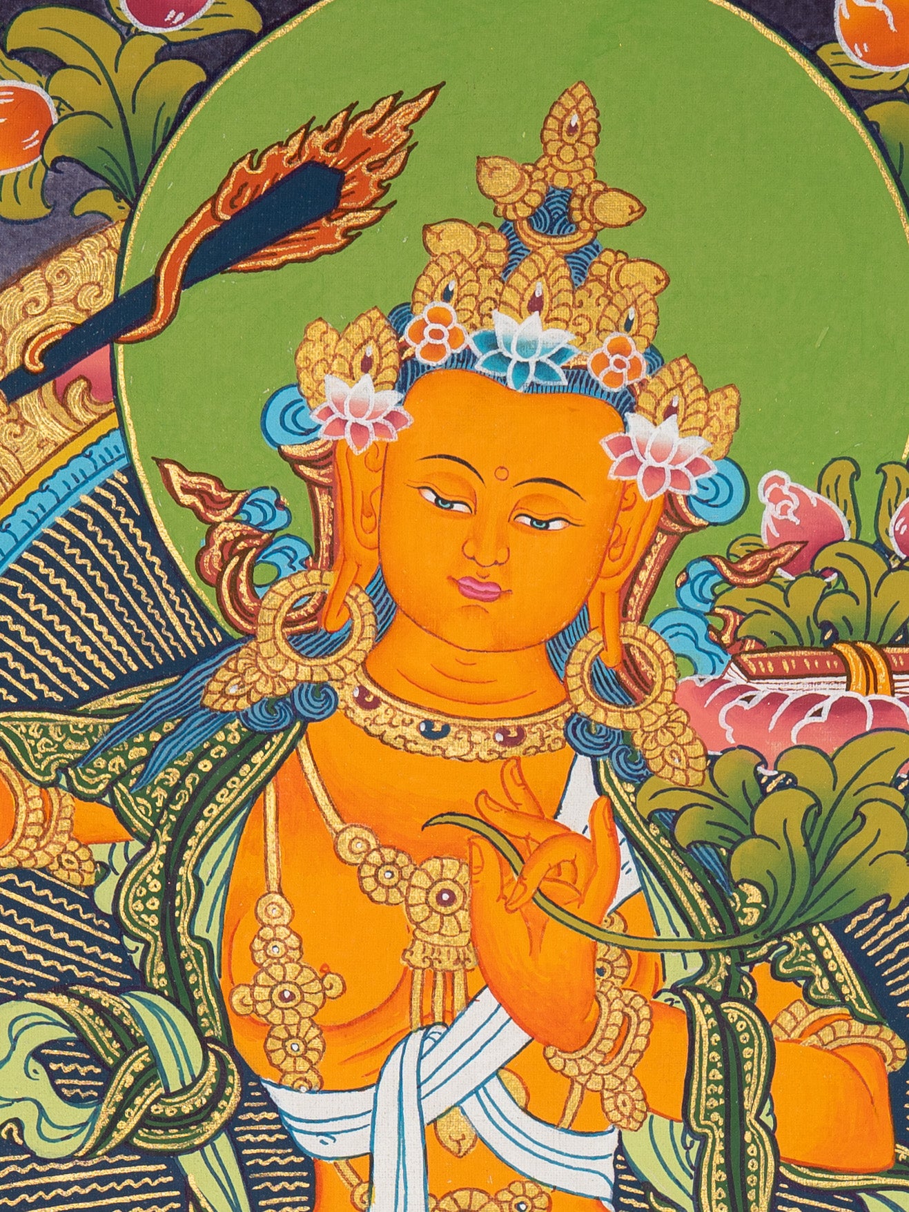 Manjushri Thangka Art - Sacred Tibetan Painting
