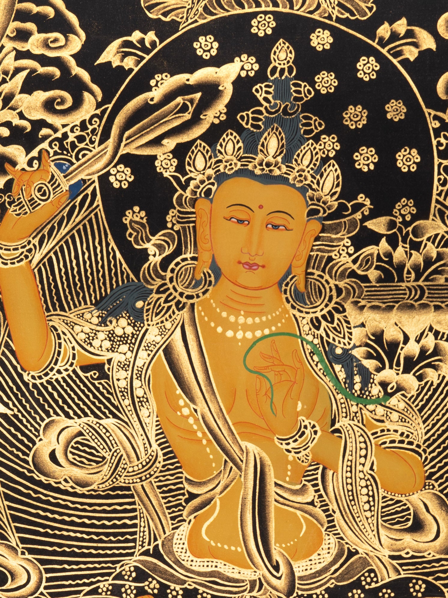 Sacred Manjushri Tibetan Painting - Handpainted Art