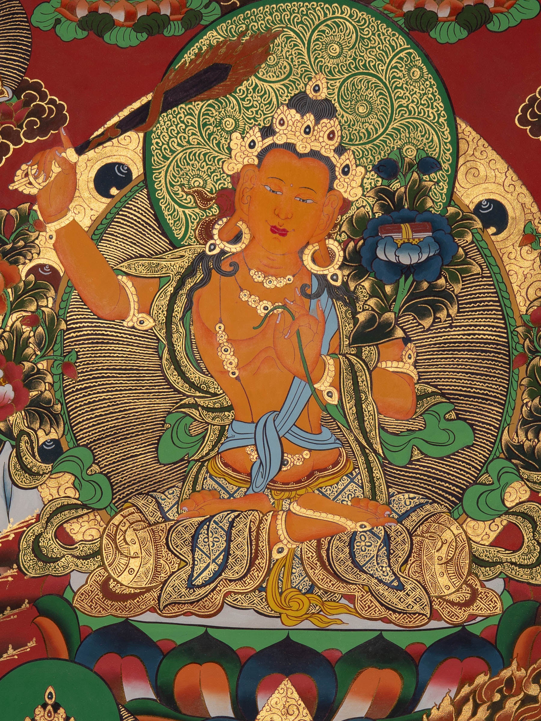 Manjushri Thangka Painting - Sacred Art