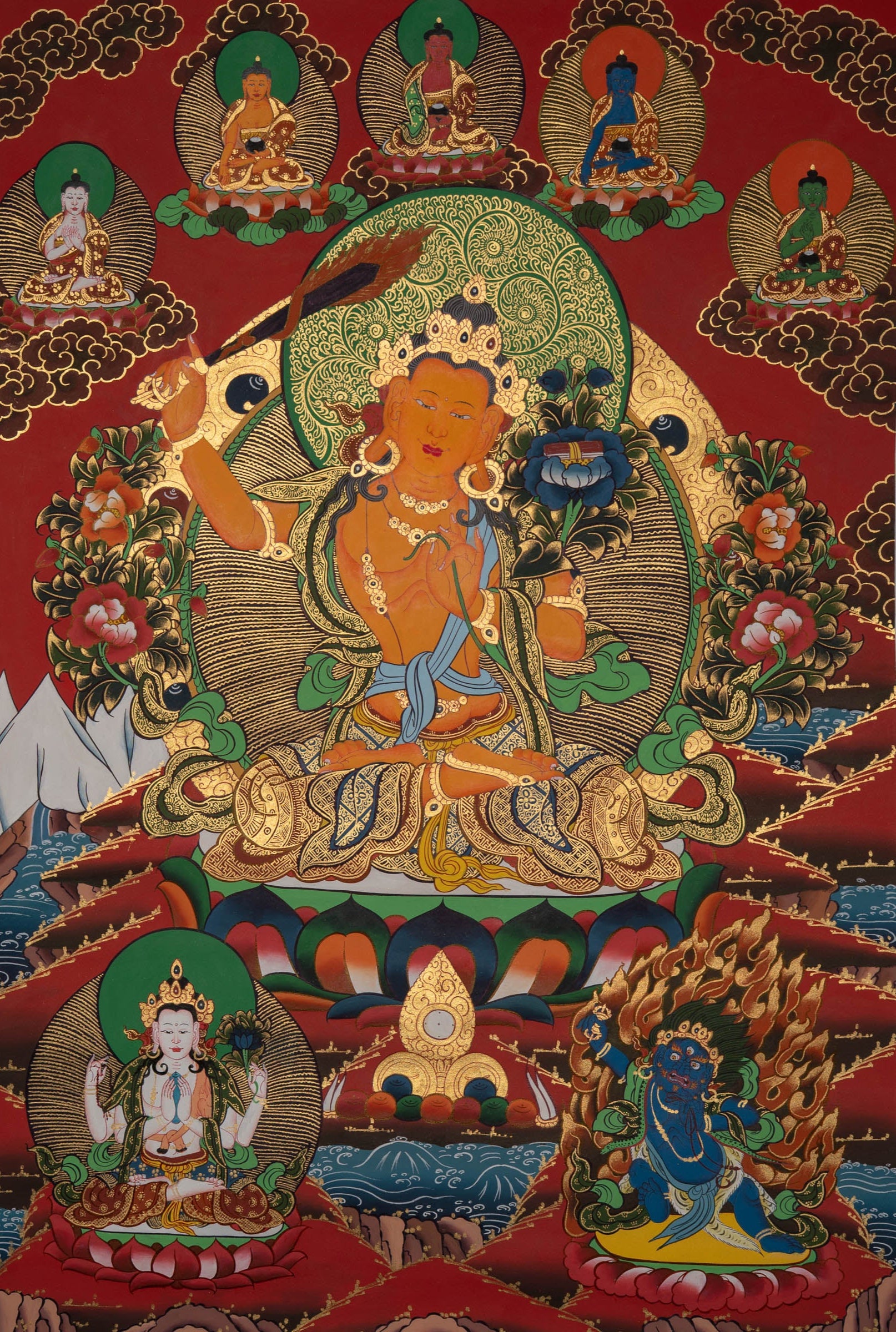 Manjushri Thangka Painting - Sacred Art