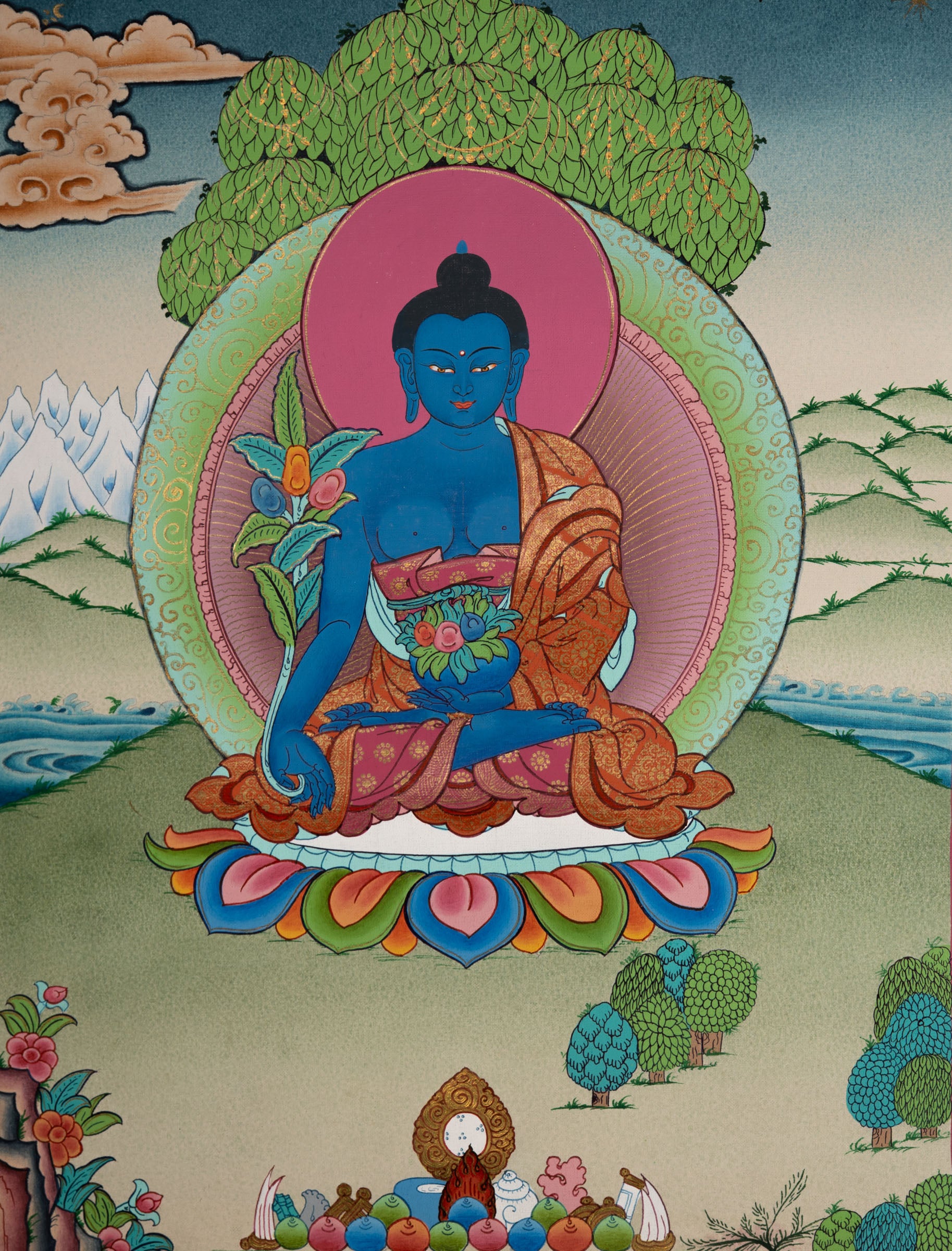 Medicine Buddha Thangka Painting