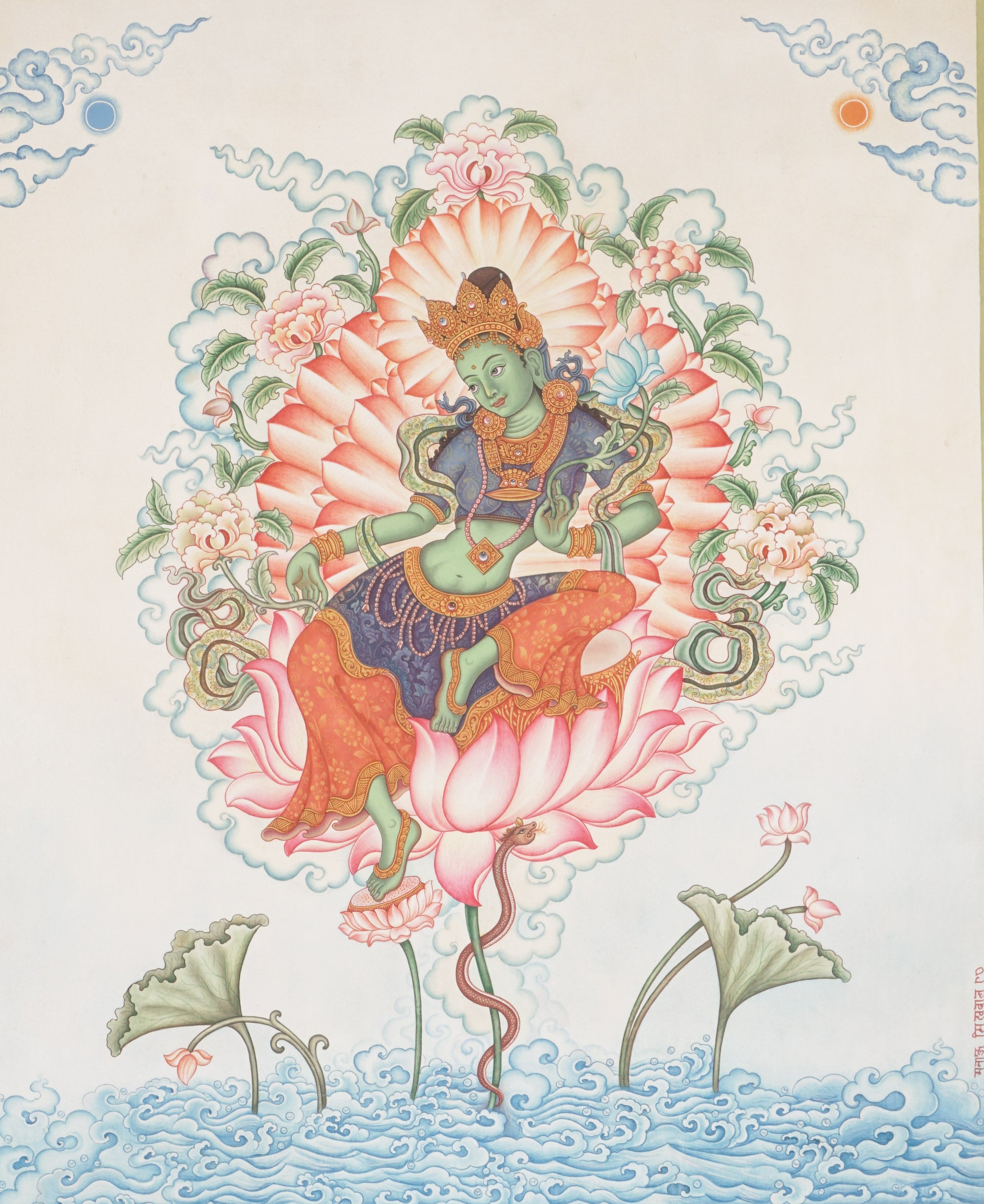 Green Tara - Newari Thangka Painting