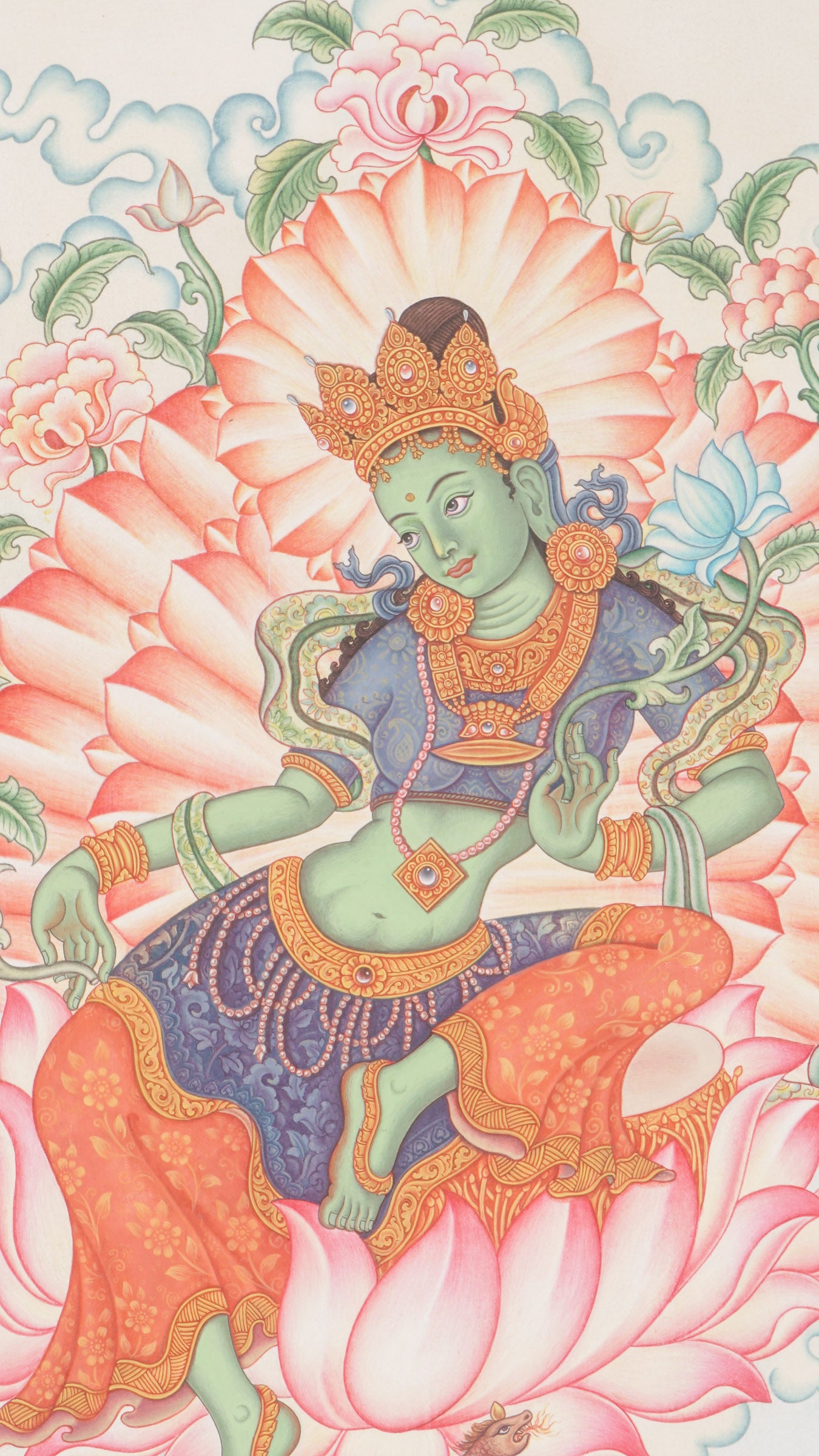 Green Tara - Newari Thangka Painting