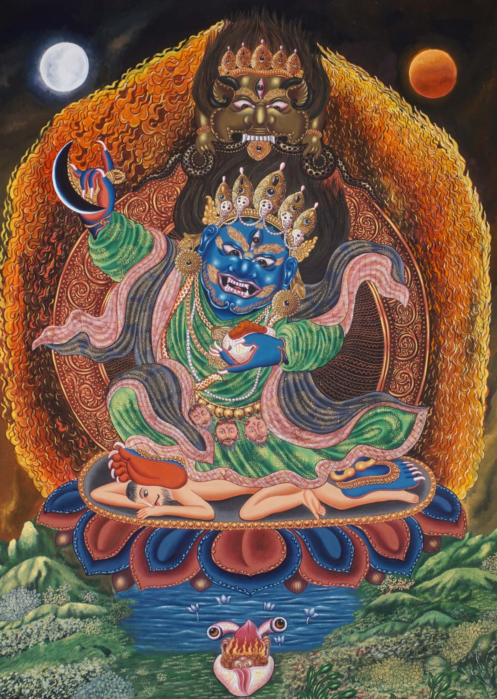 Kagyu Mahakala Thangka Painting - Handpainted Art