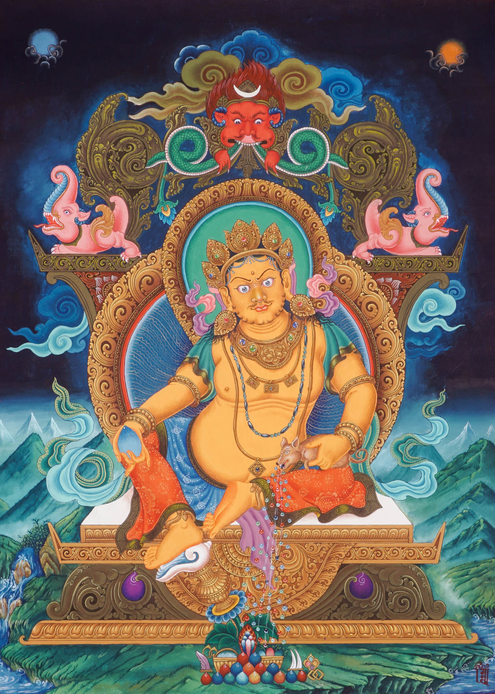 Zambala Thangka Painting- Paubha Newari art from Nepal