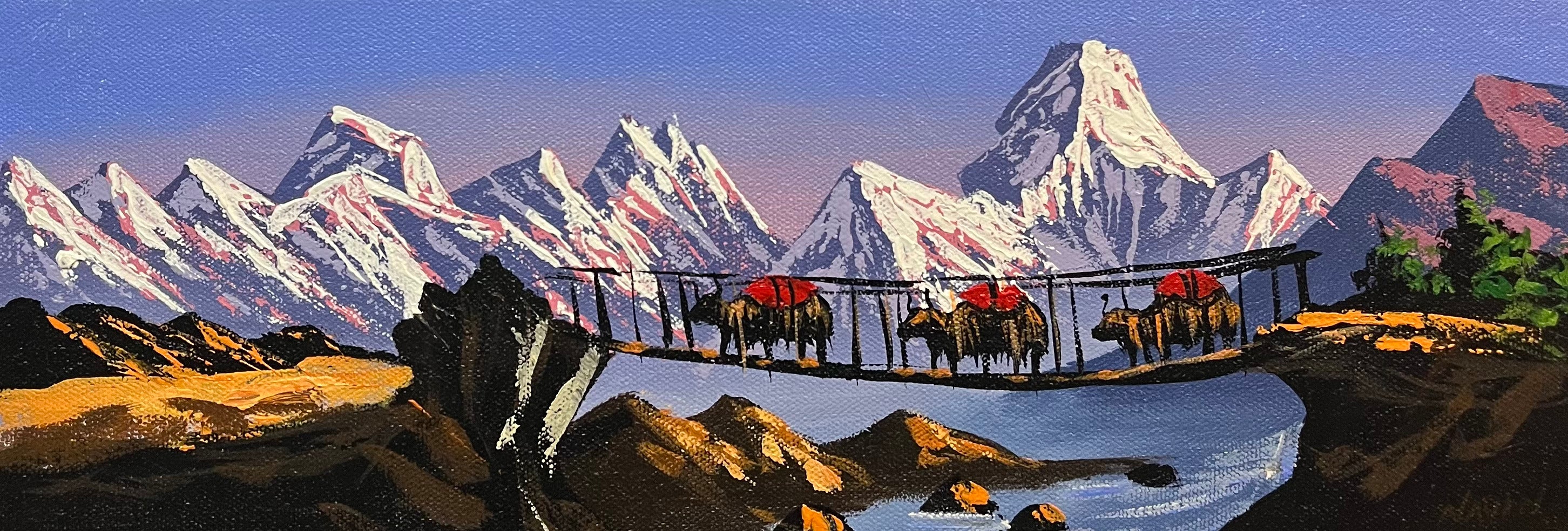 Mt Everest and Ama Dablam Oil Painting