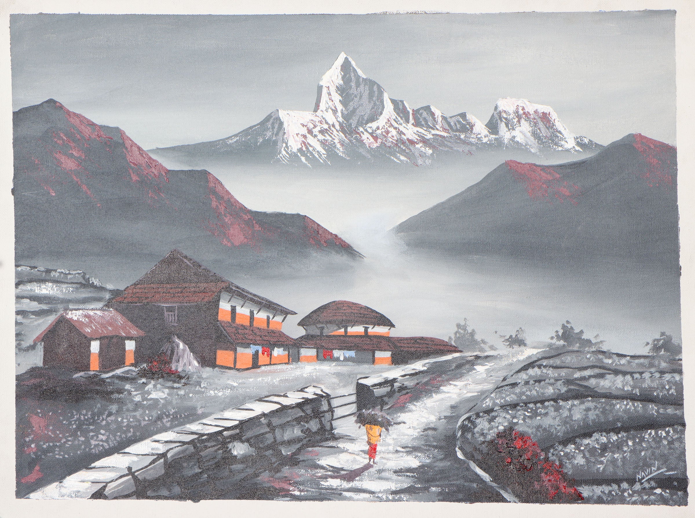 Oil Painting of Ama Dablam - Handpainted Art