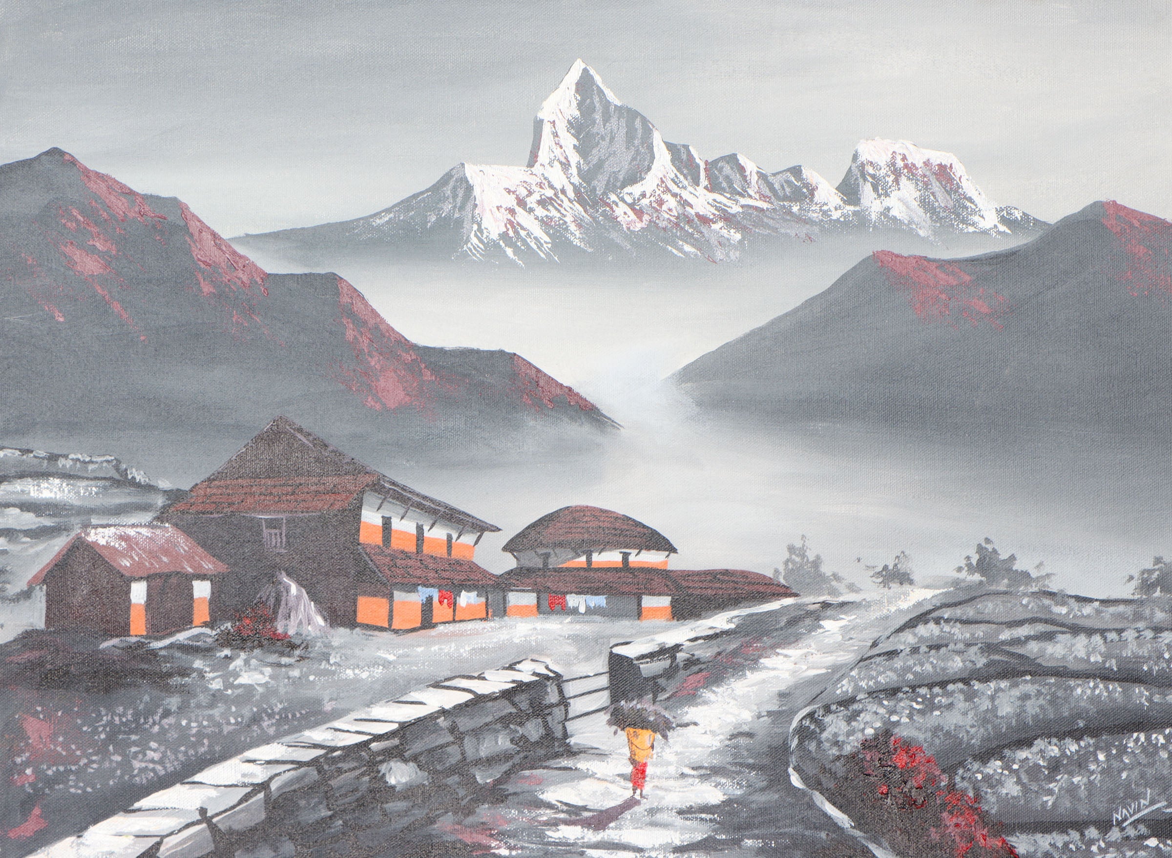 Oil Painting of Ama Dablam - Handpainted Art