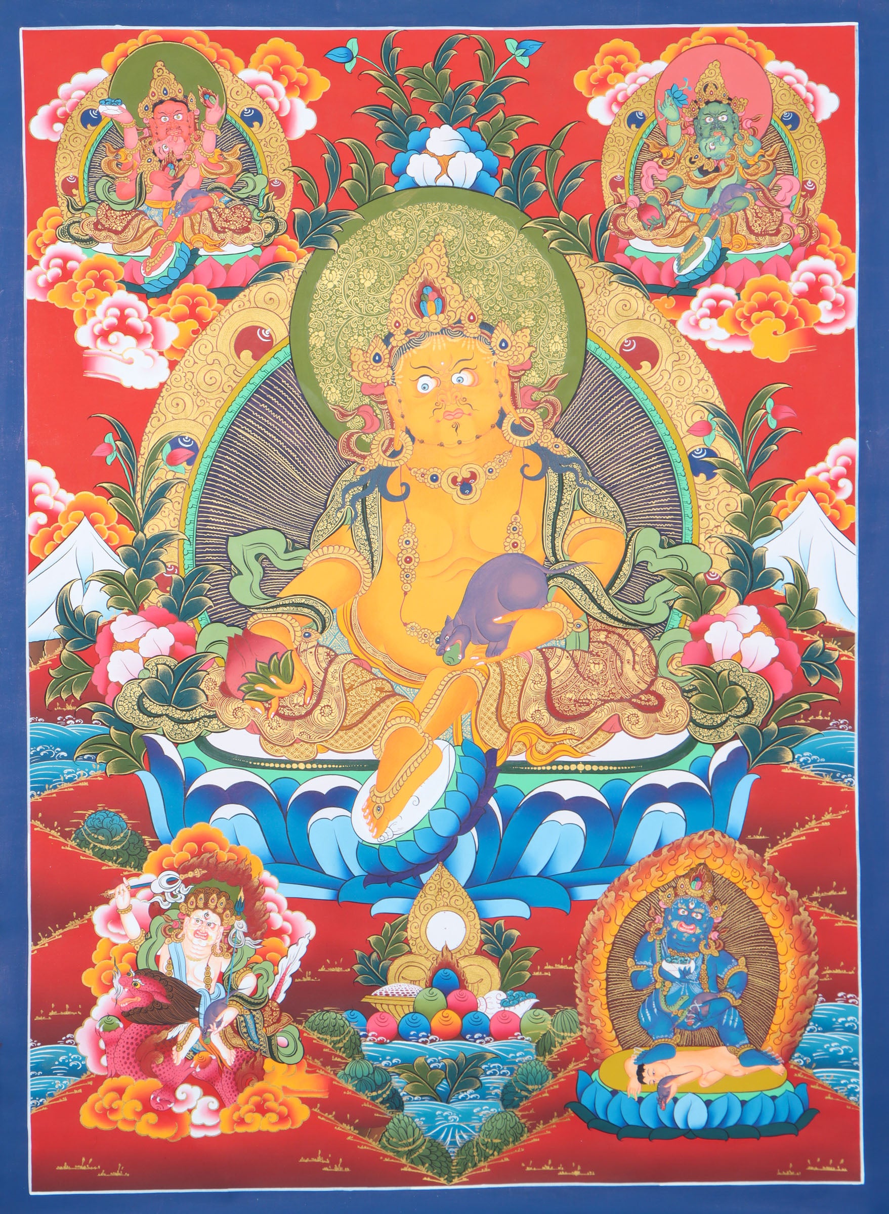 Pancha Kuber Thangka for wealth and abundance.