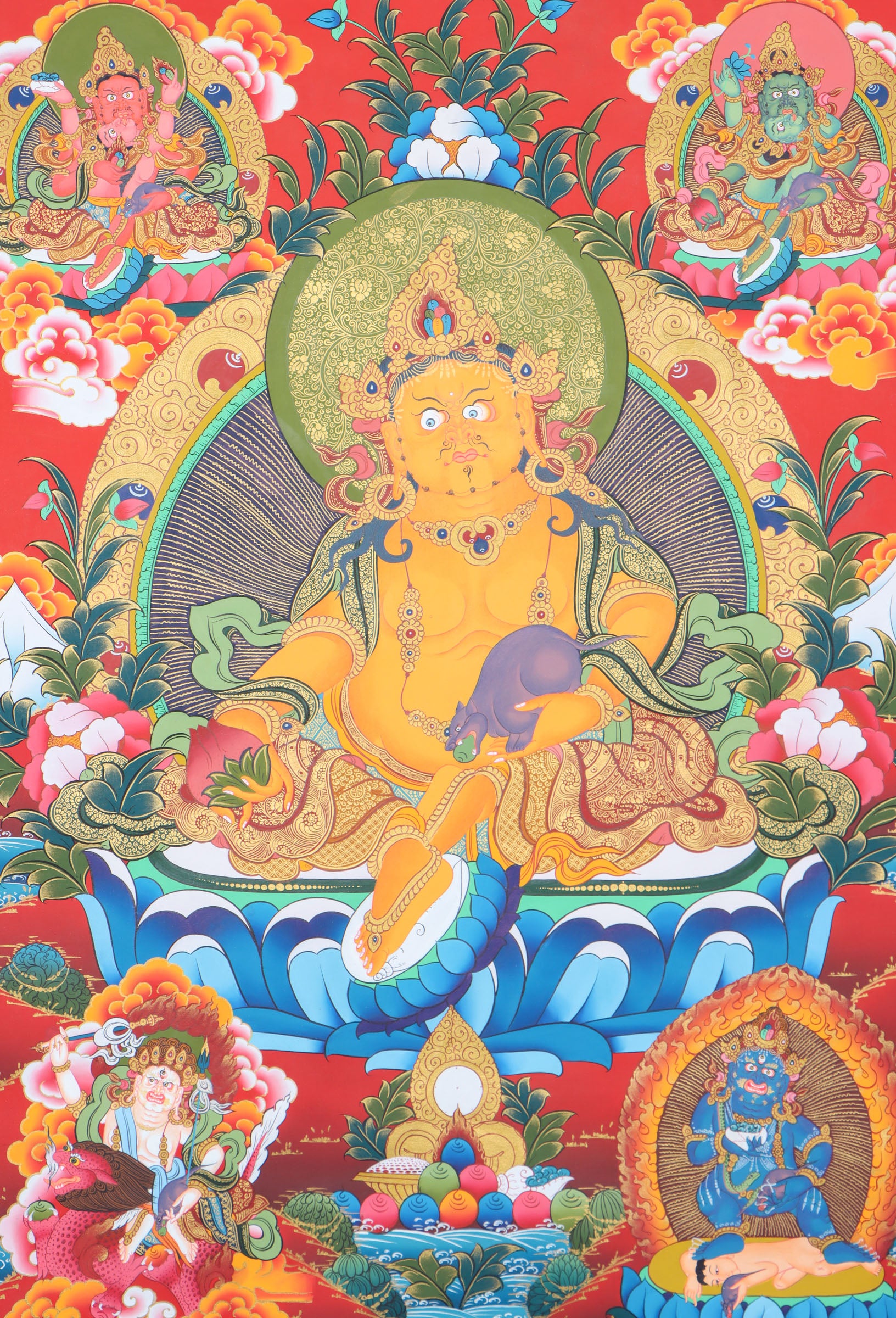 Pancha Kuber Thangka for wealth and abundance.