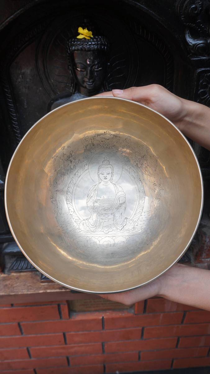 Amitabha Buddha Carved Bowl - Tibetan Singing Bowl