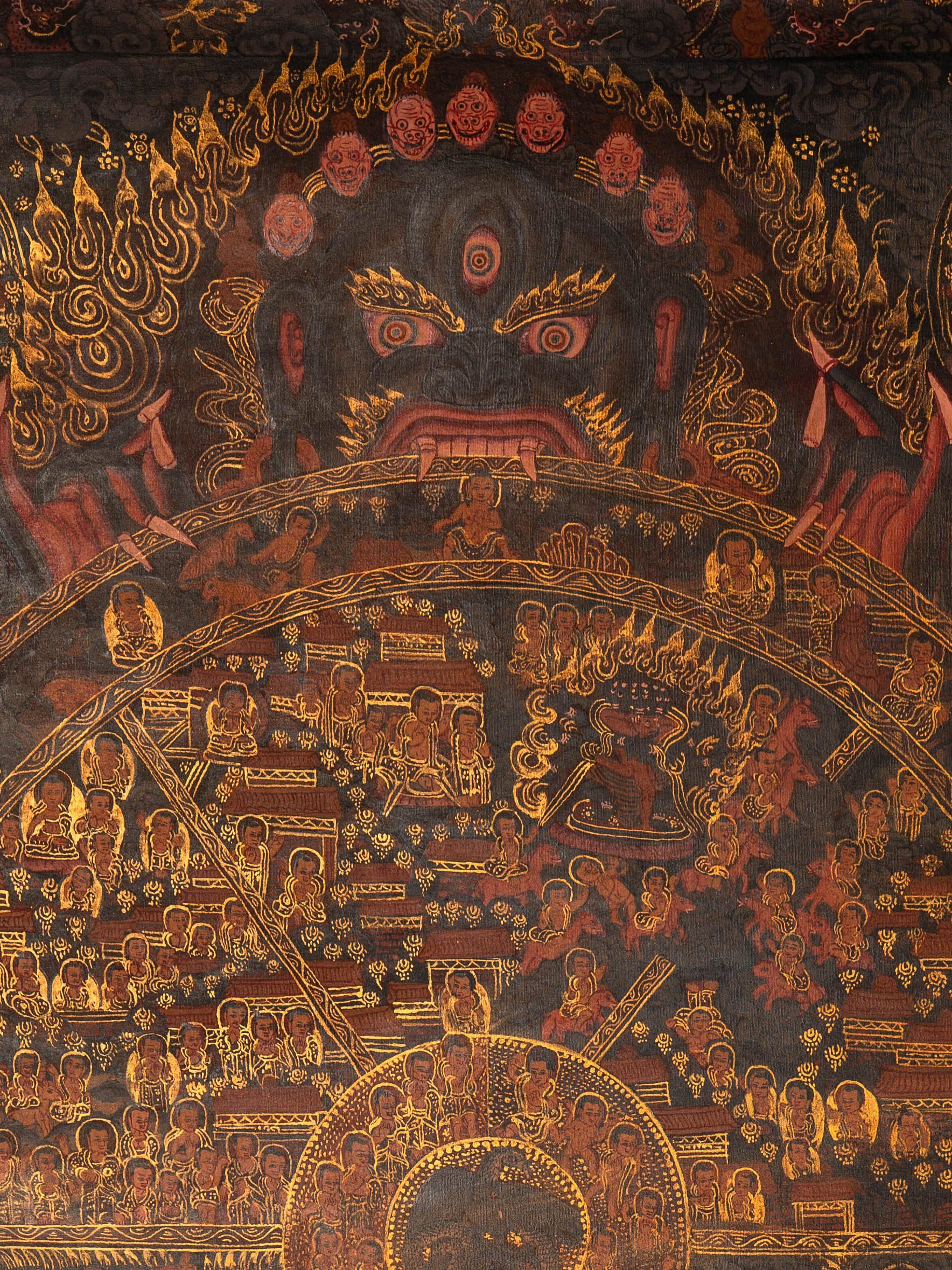 Wheel of Life (Bhavachakra) - Antique Tibetan Painting