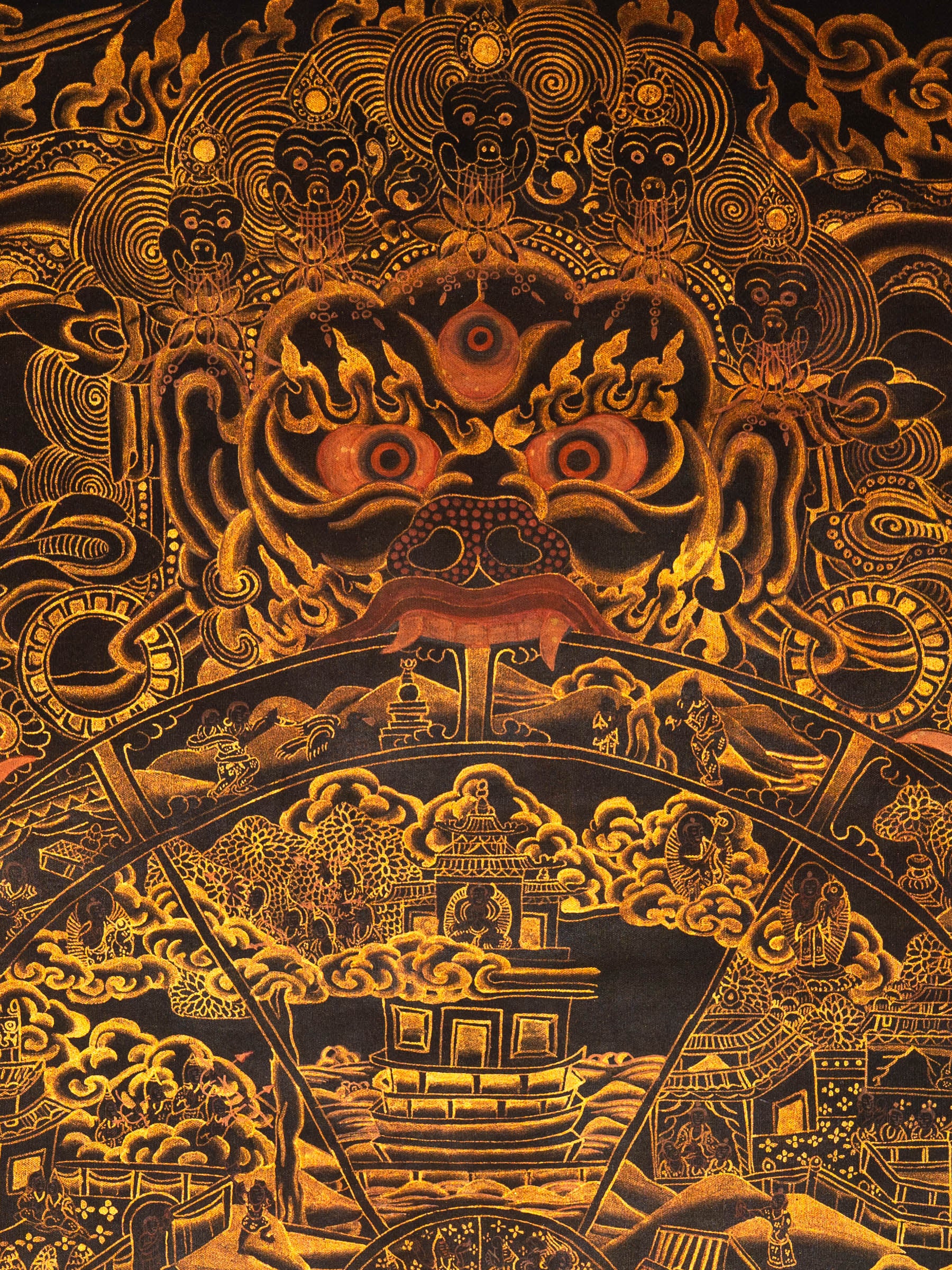 Antique Wheel of Life Thangka - Wall hanging decor