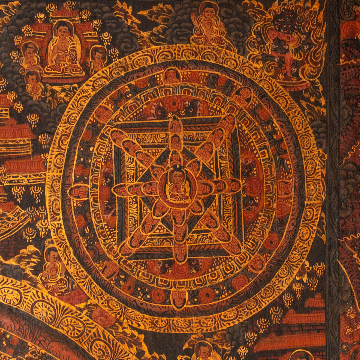 Antique Buddha Mandala Thangka - Sacred Tibetan Painting