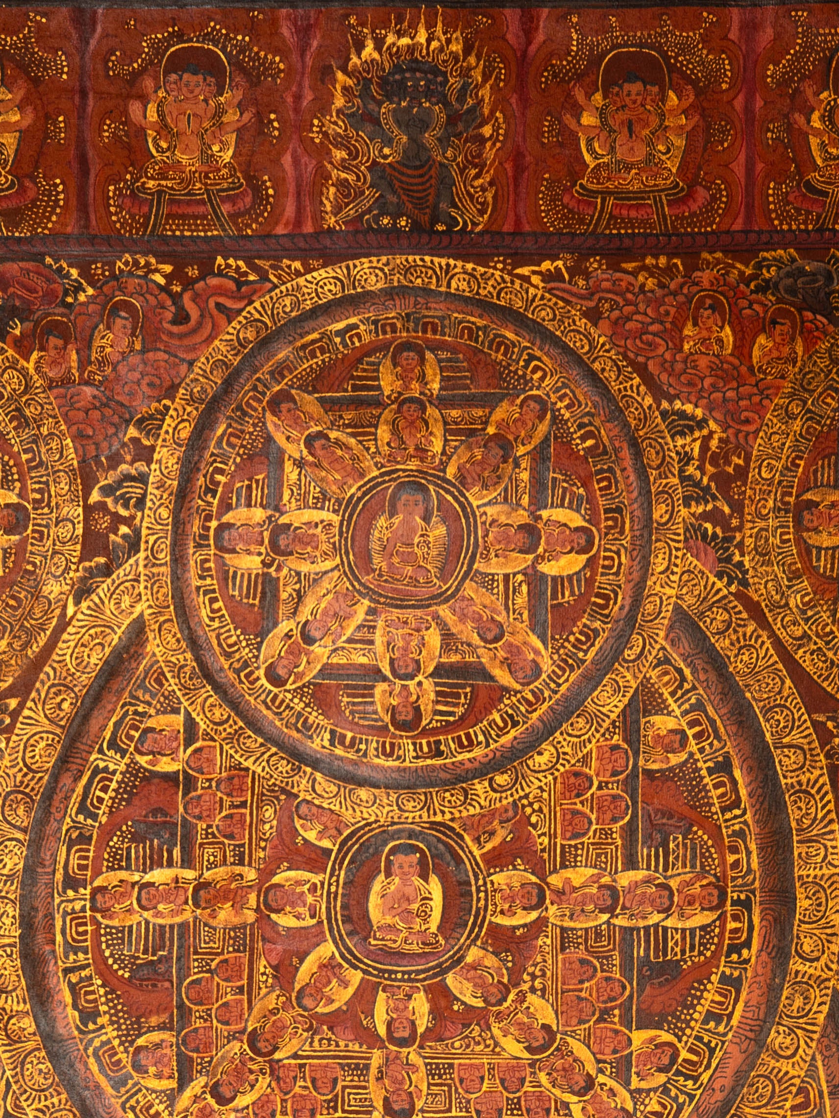 Antique Buddha Mandala Thangka - Sacred Wall Decor