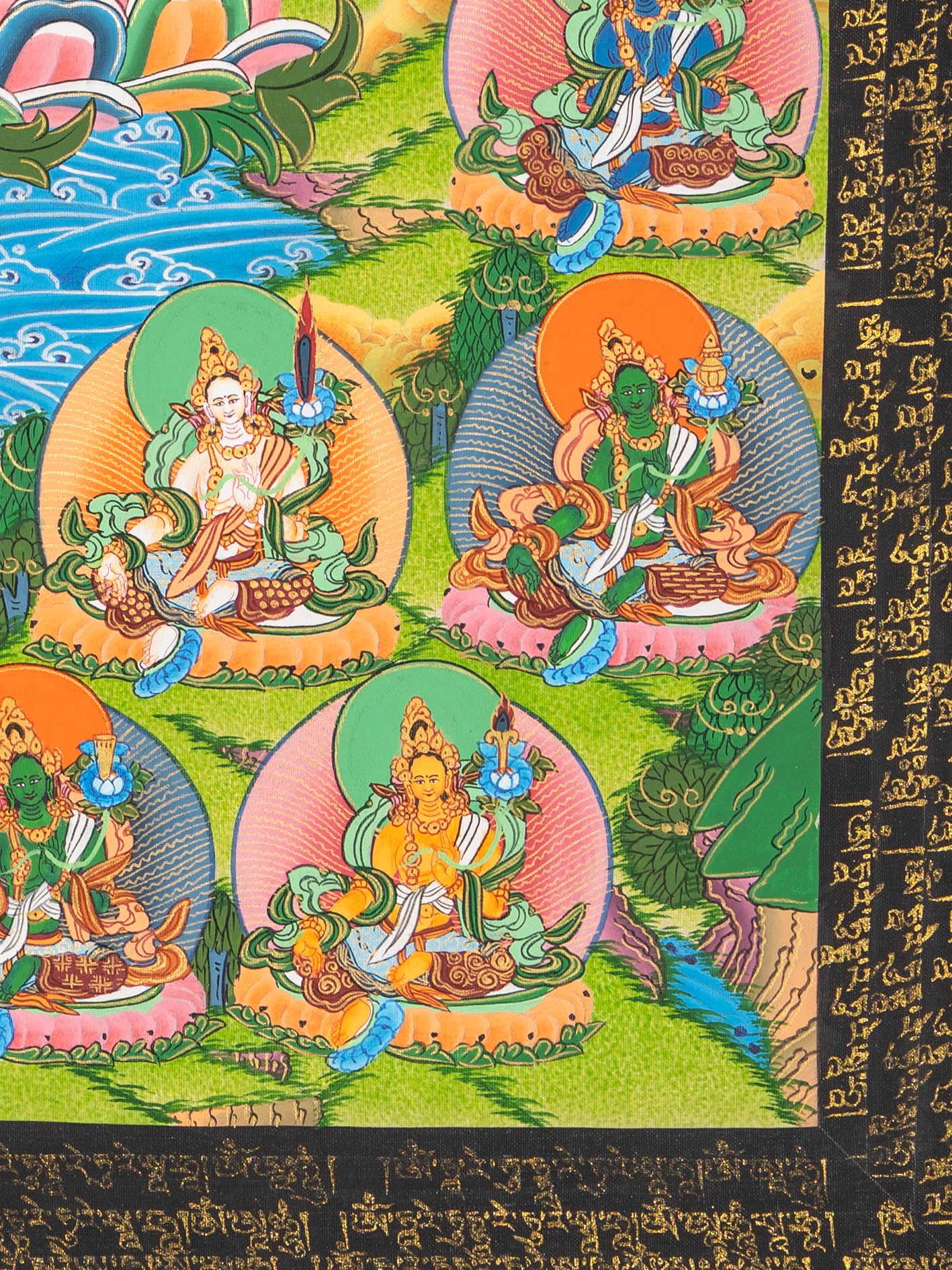 Handpainted 21 Tara Thangka - Sacred Tibetan Art