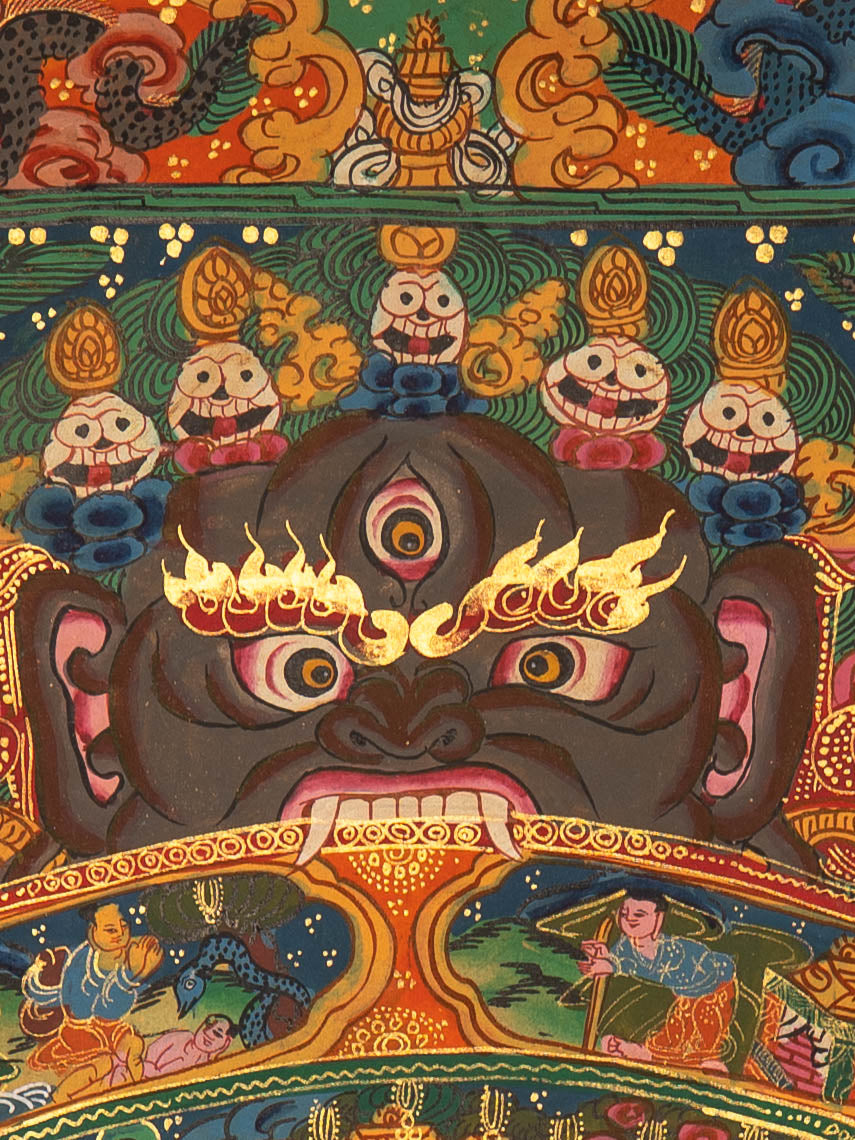 Handpainted Wheel of Life Thangka - Sacred Tibetan Painting