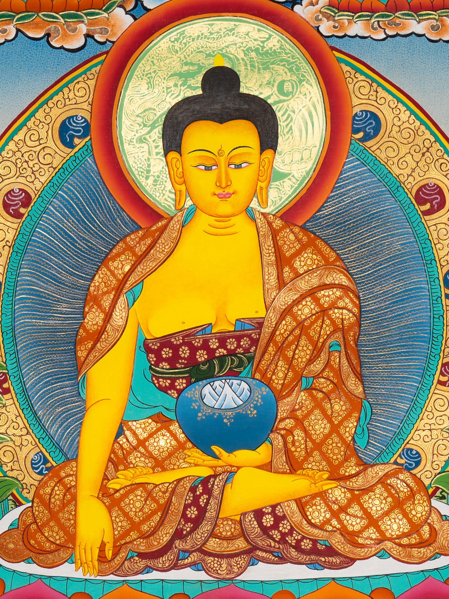 Handpainted Shakyamuni Buddha Thangka - Sacred Tibetan Art