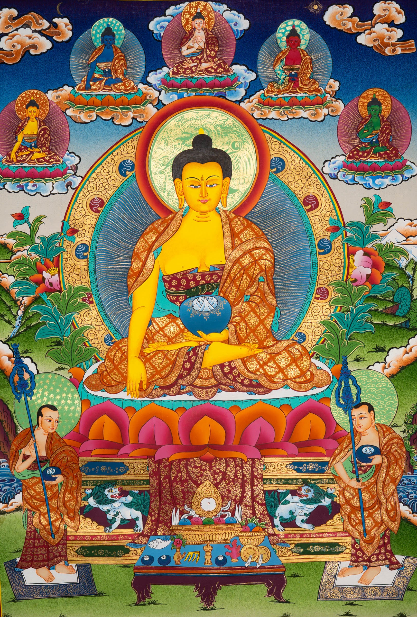 Handpainted Shakyamuni Buddha Thangka - Sacred Tibetan Art