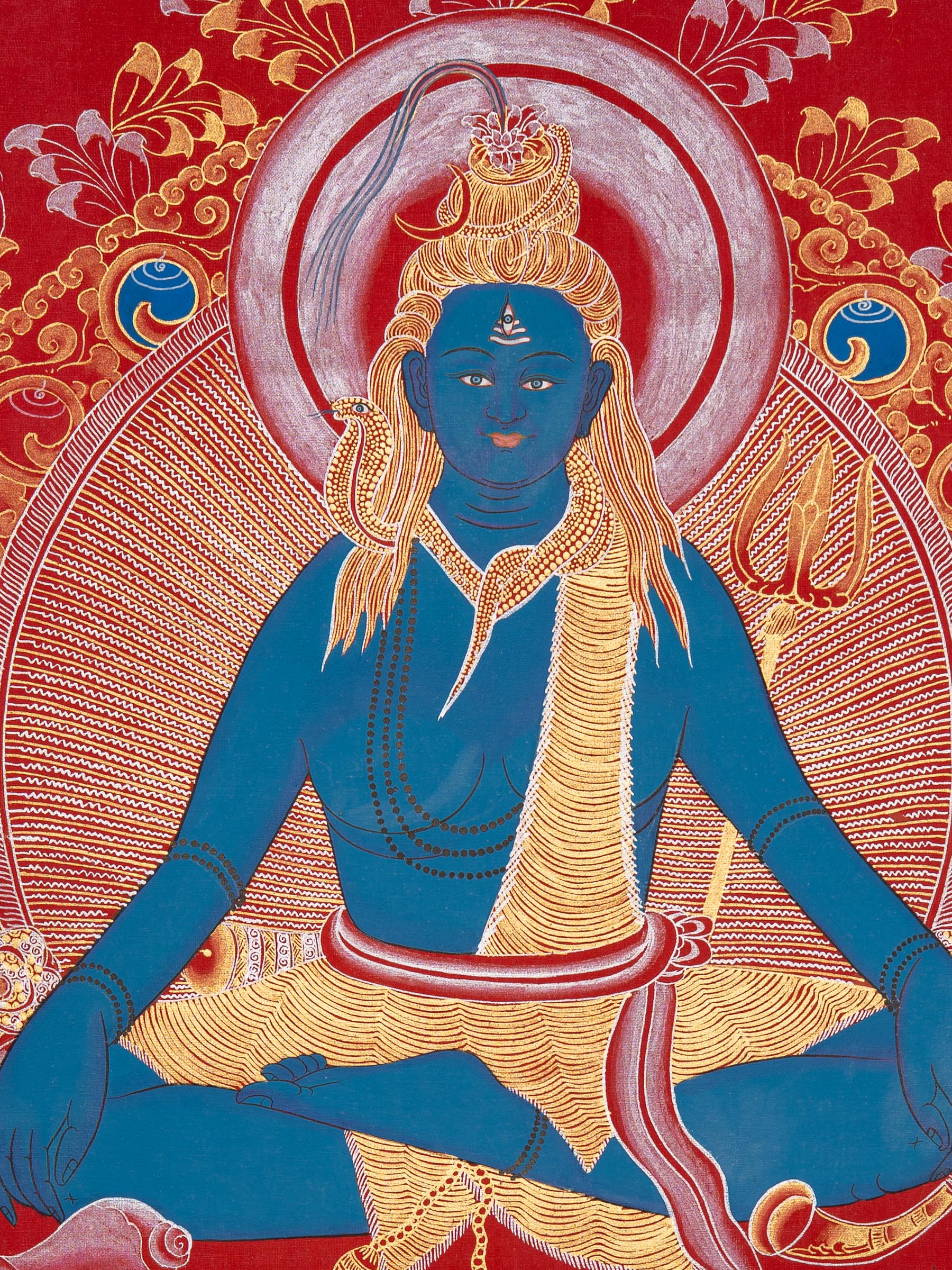 Lord Shiva Spiritual Thangka - Handpainted Art