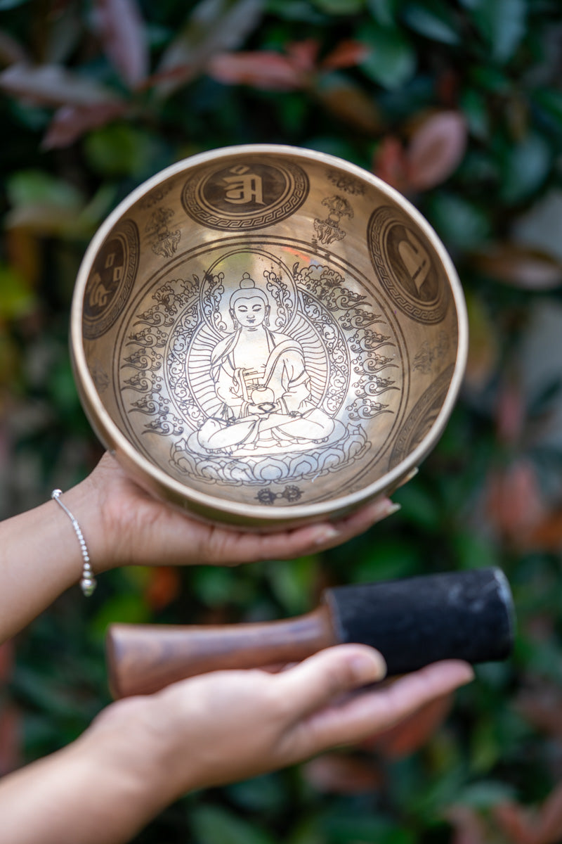 Handcrafted Amitabha Singing Bowl for sound therapy.