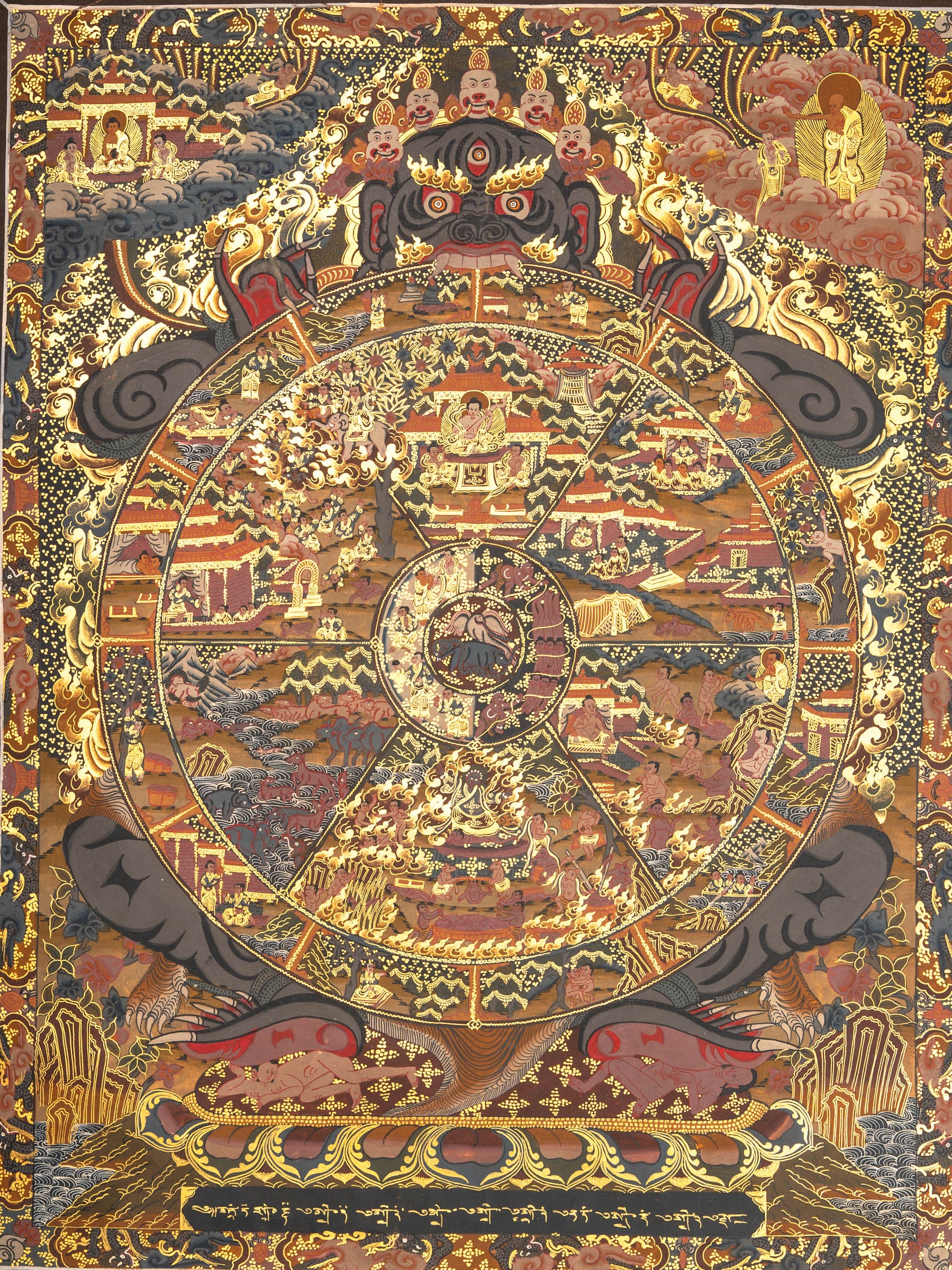 Antique Bhavachakra Thangka - Tibetan Art