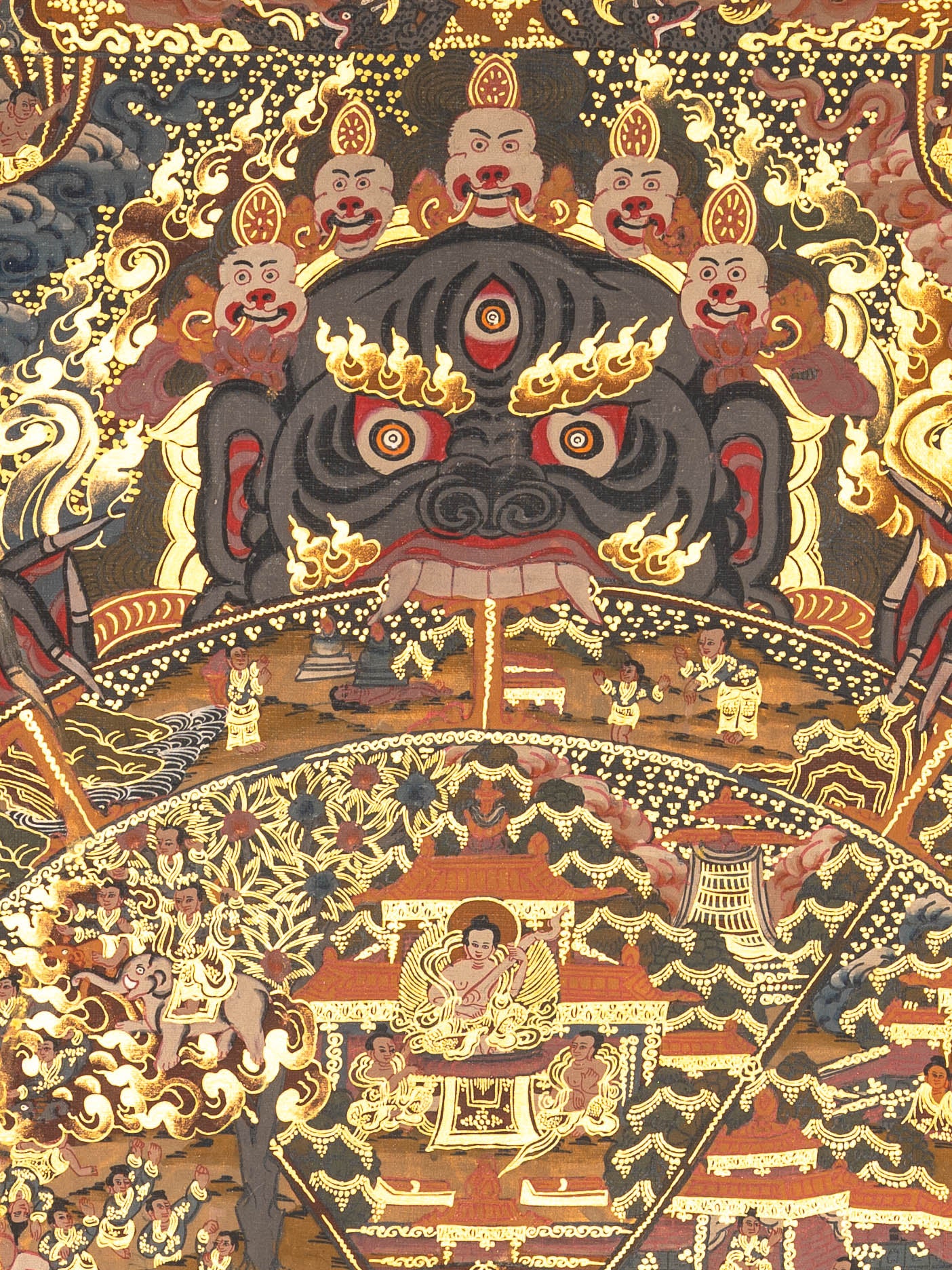 Antique Bhavachakra Thangka - Tibetan Art
