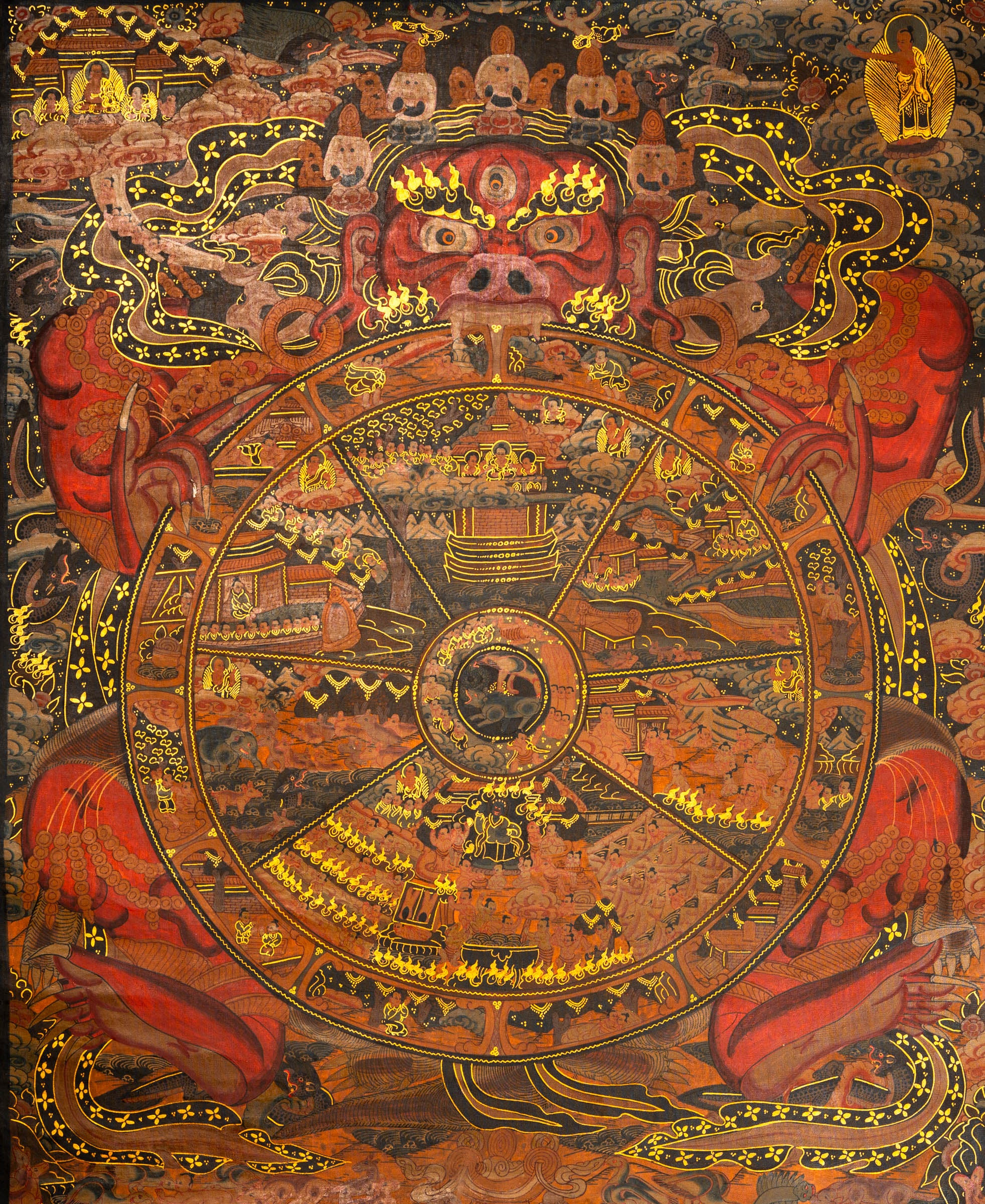 Wheel of Life - Antique Tibetan Painting