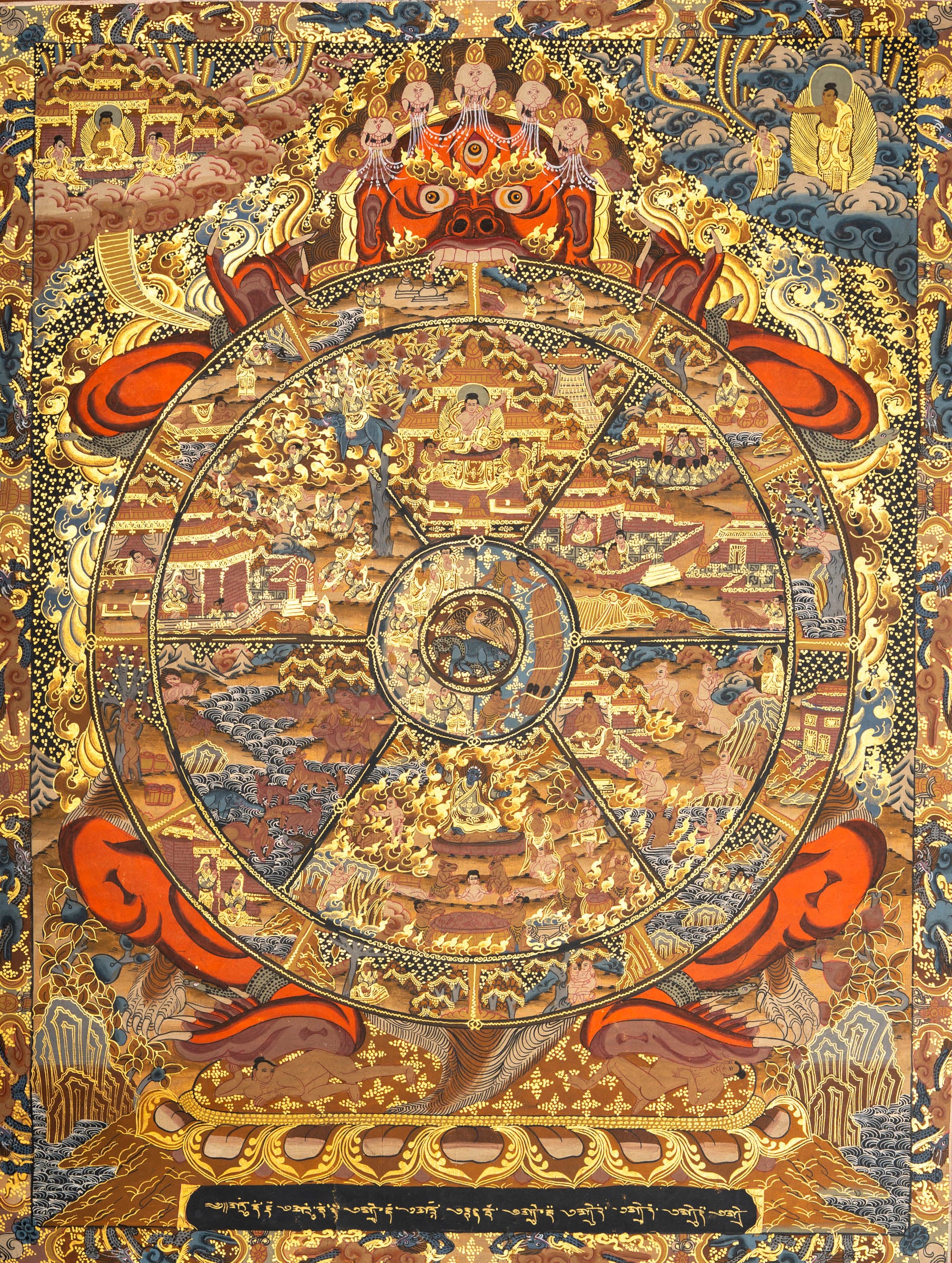 Tibetan Wheel of Life Thangka - Antique Painting