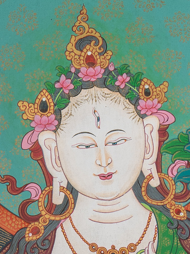 White Tara Thangka - Sacred Tibetan Art