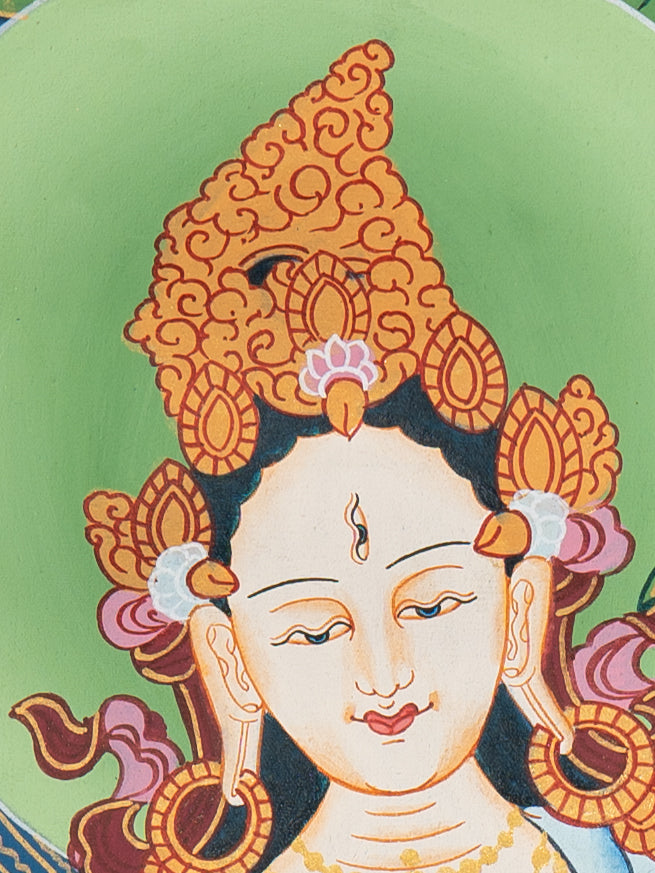 White Tara Thangka - Tibetan Painting