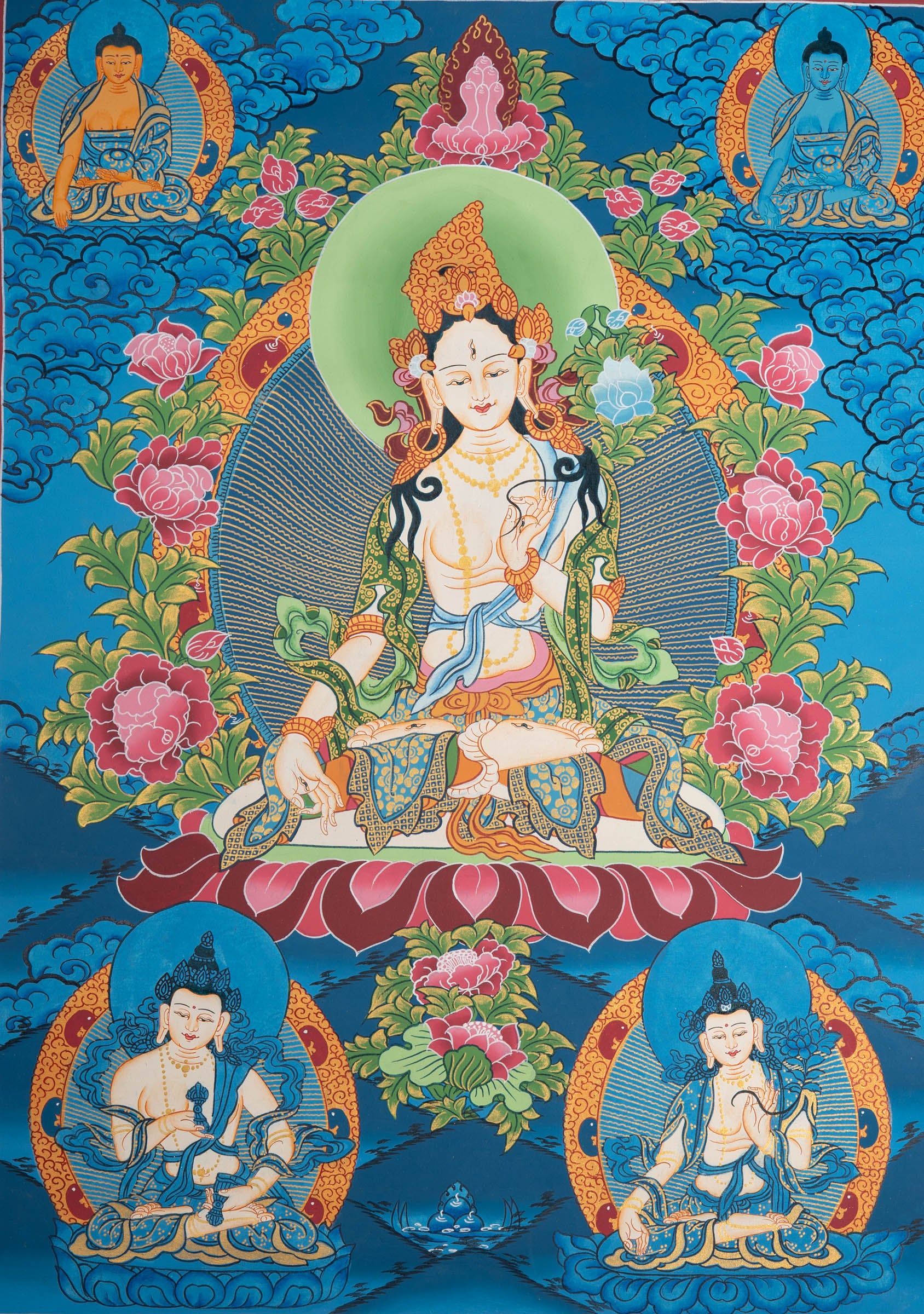 White Tara Thangka - Tibetan Painting