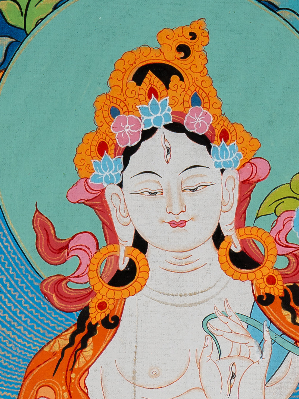 White Tara Thangka - Sacred Tibetan Painting
