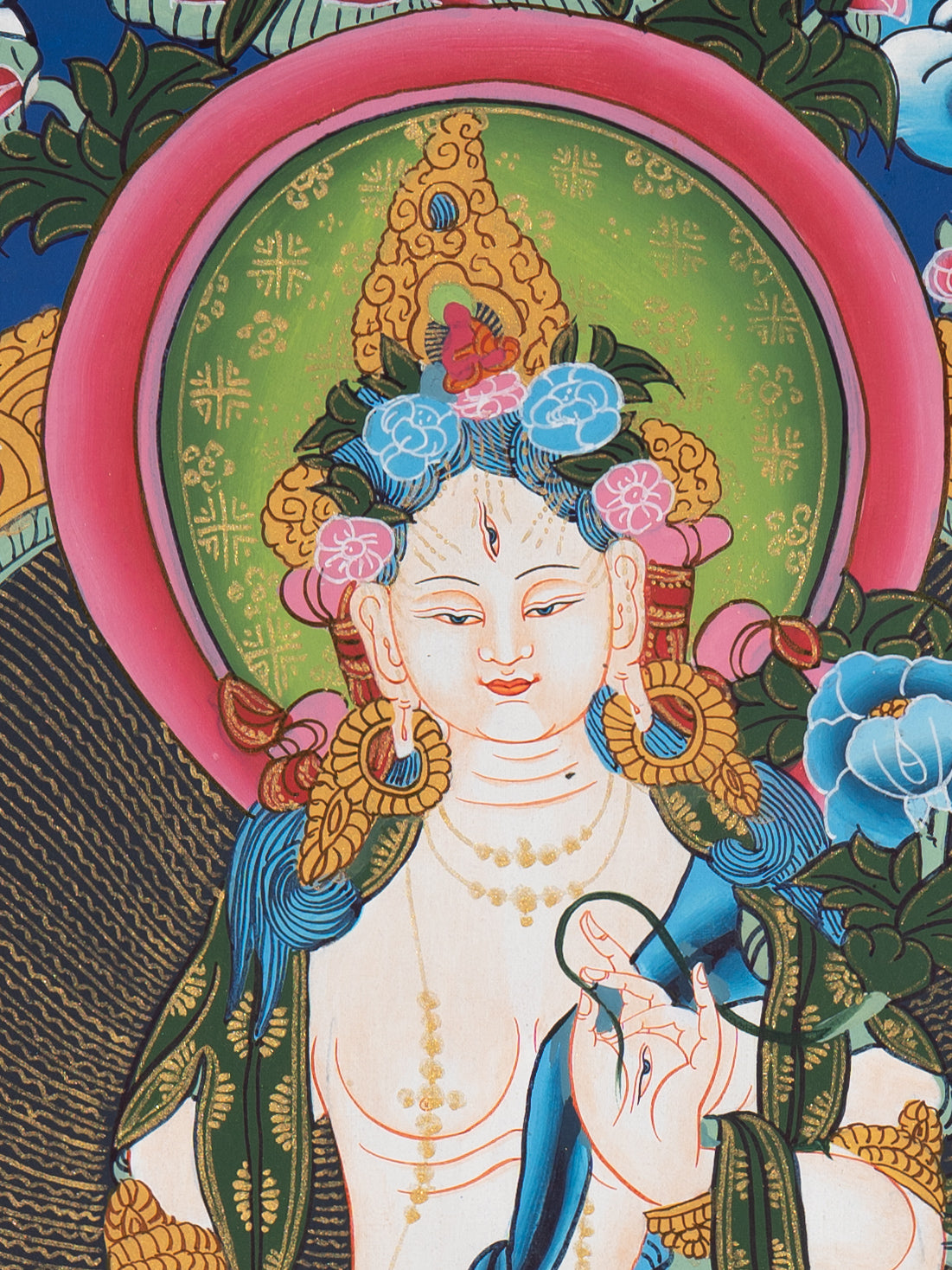 Tibetan White Tara – Handpainted Spiritual Art