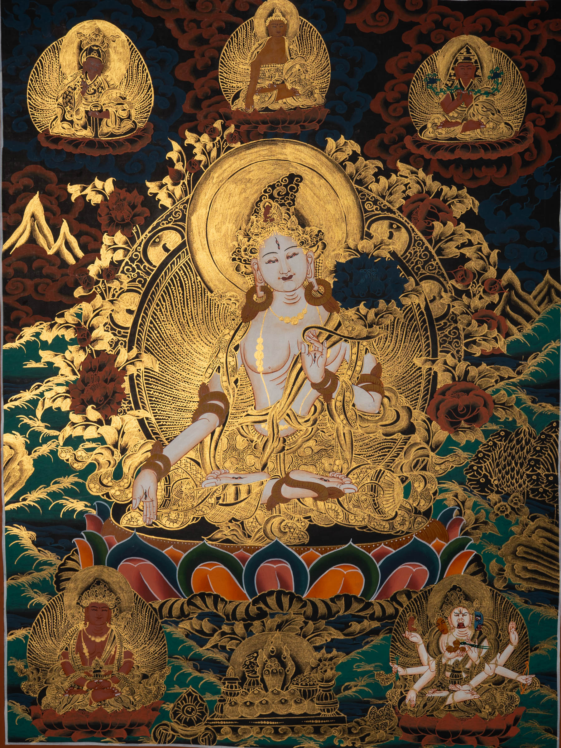 White Tara Thangka Painting - Sacred Art