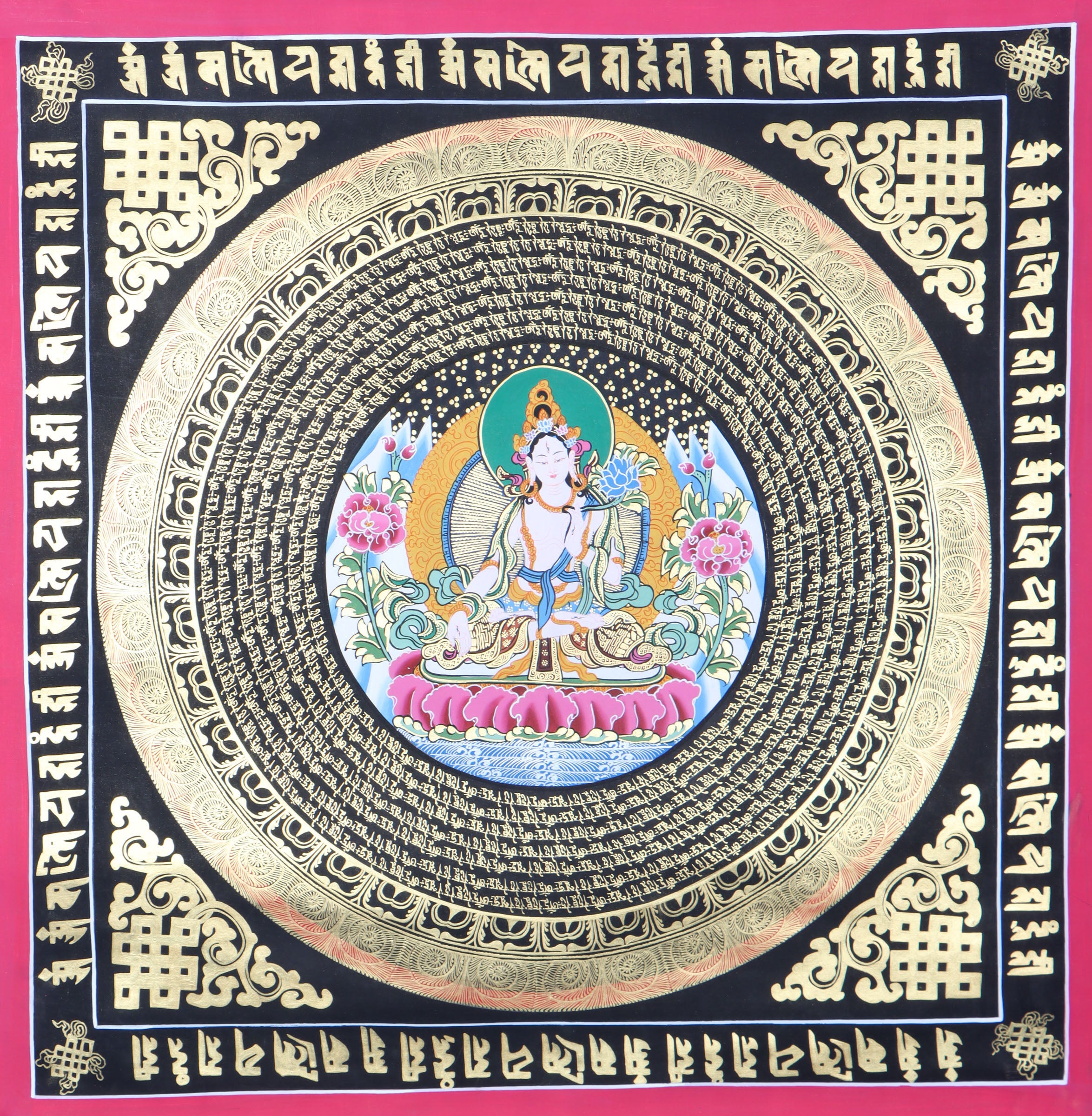 White Tara Mandala Thangka for spirituality .