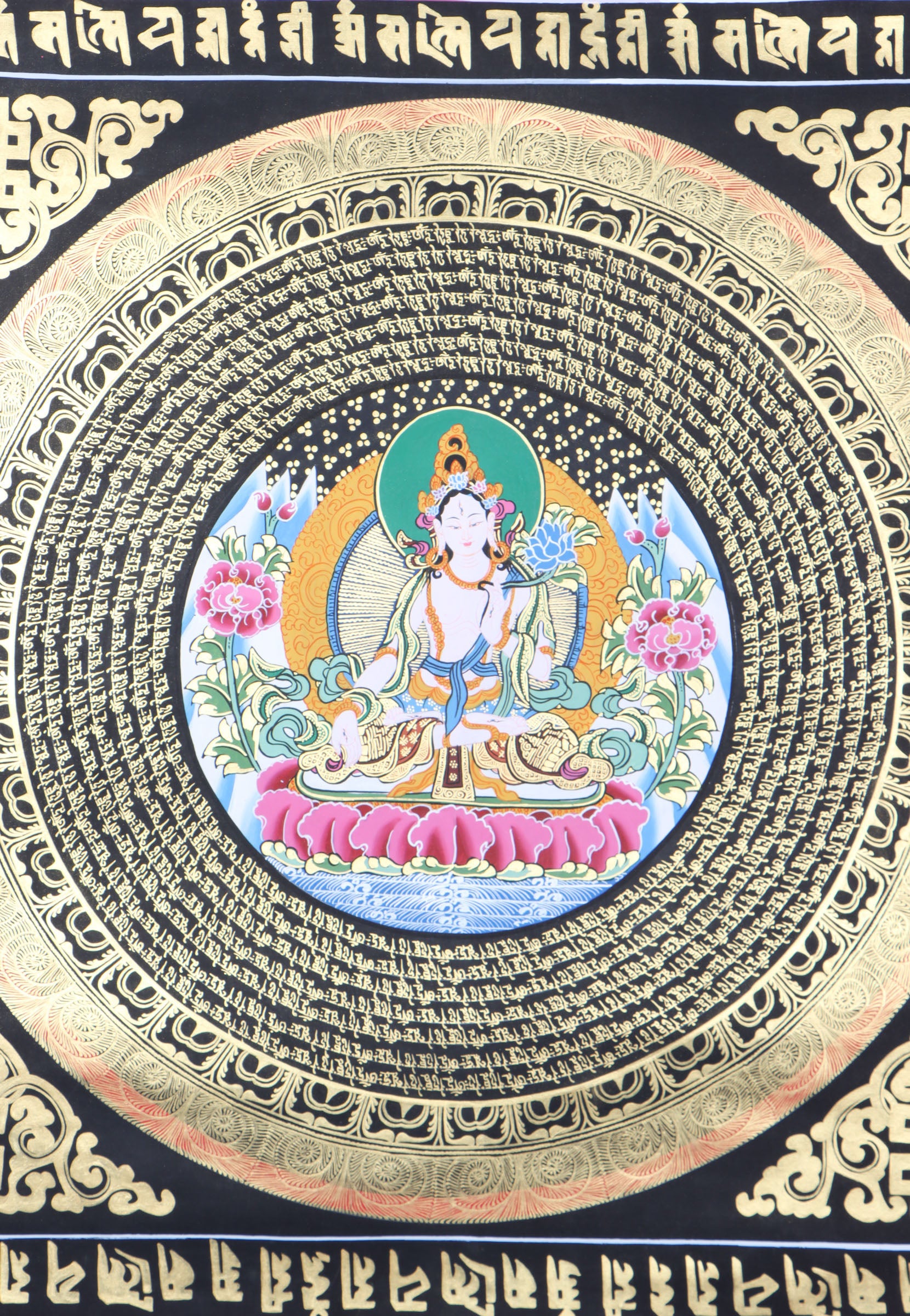 White Tara Mandala Thangka for spirituality