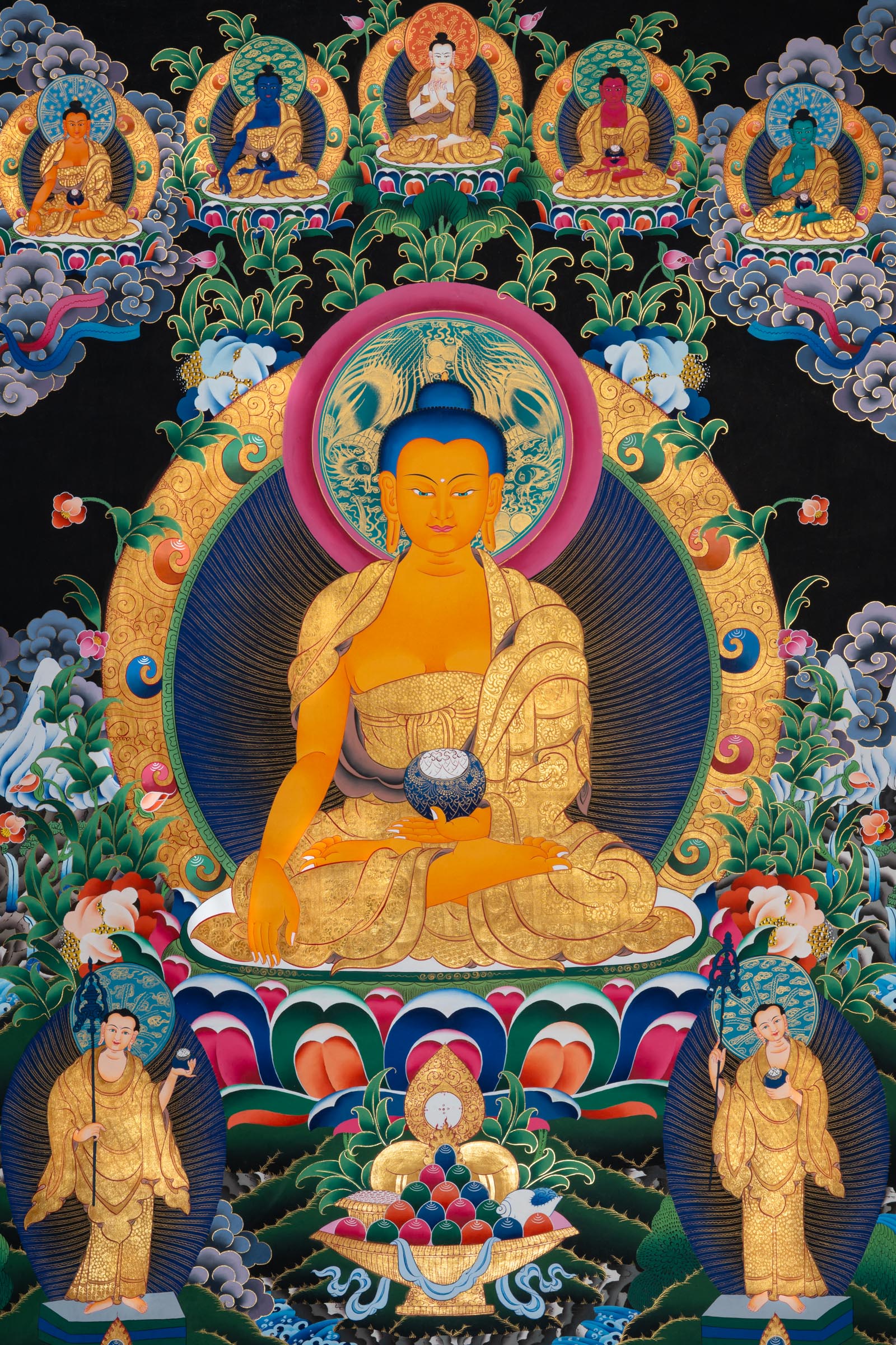 Shakyamuni Buddha Thangka Painting for prayer and devotion.