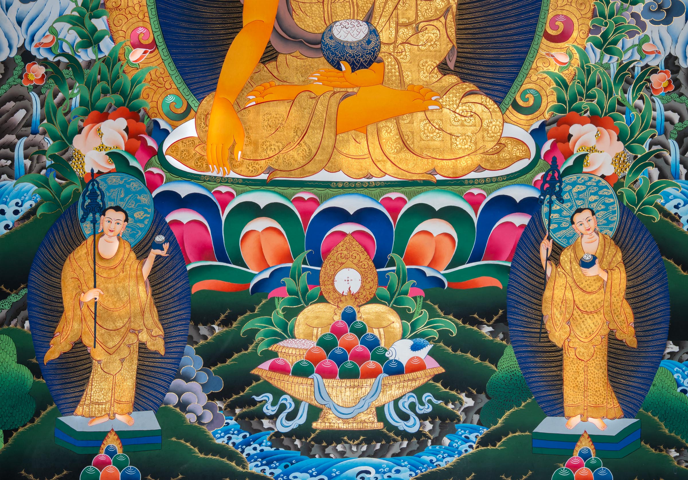 Shakyamuni Buddha Thangka Painting for prayer and devotion.