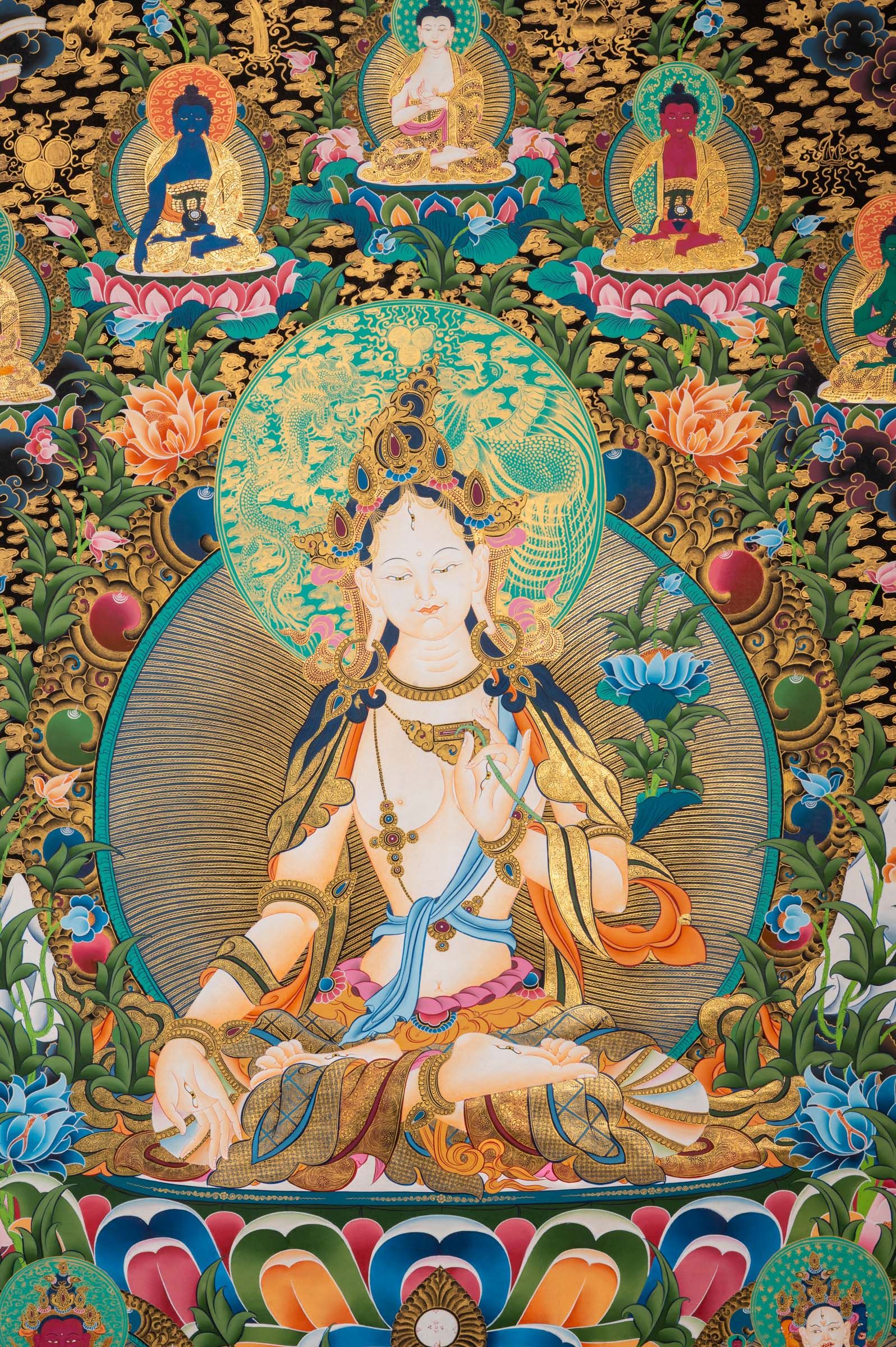 White Tara Thangka - Tibetan Art
