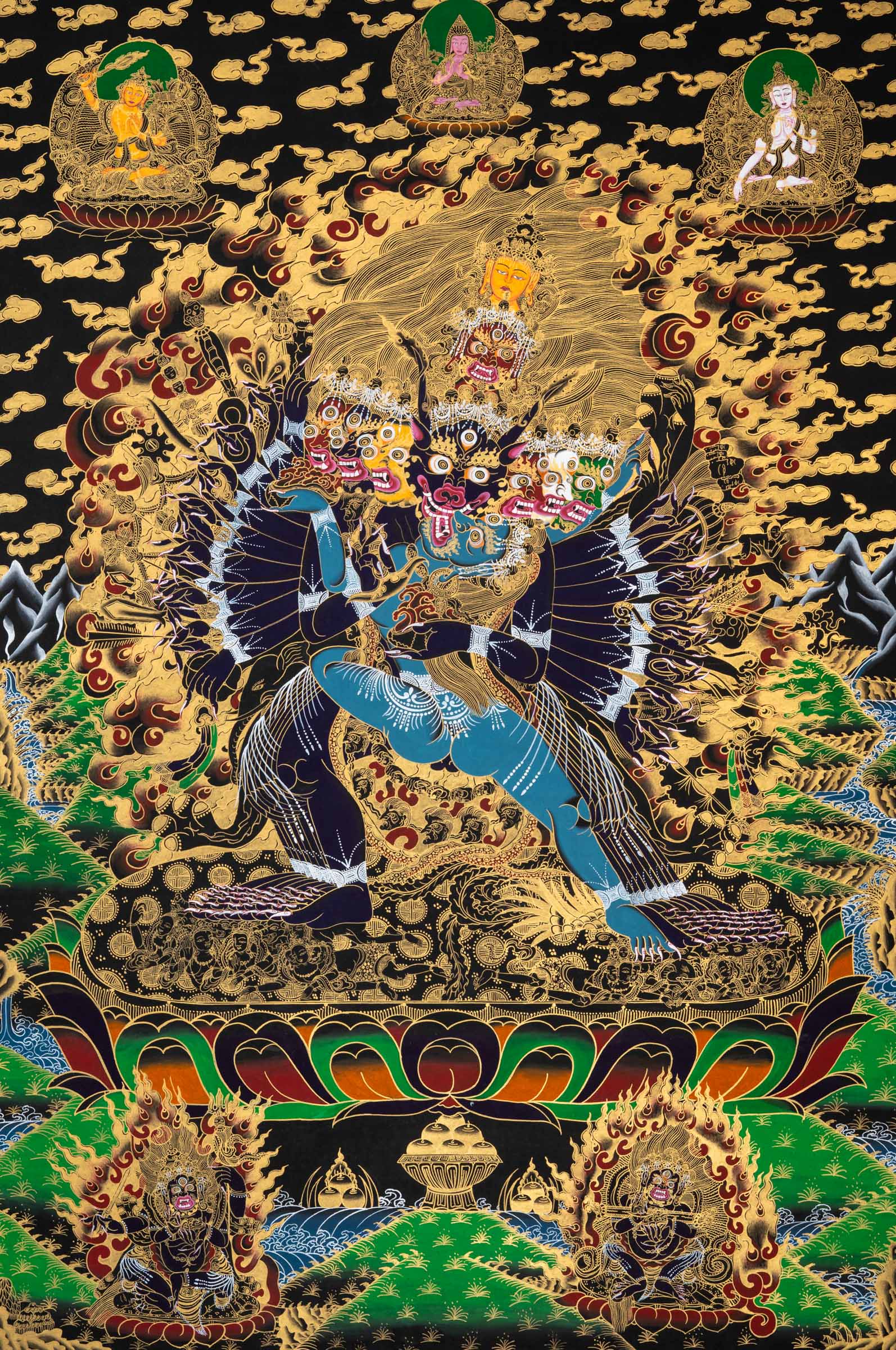 Hand-Painted Yamantaka Shakti Thangka - Sacred Painting