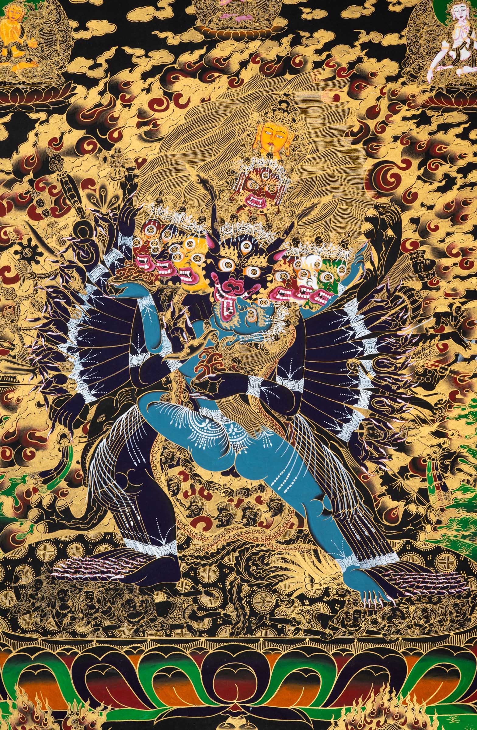 Hand-Painted Yamantaka Shakti Thangka - Sacred Painting