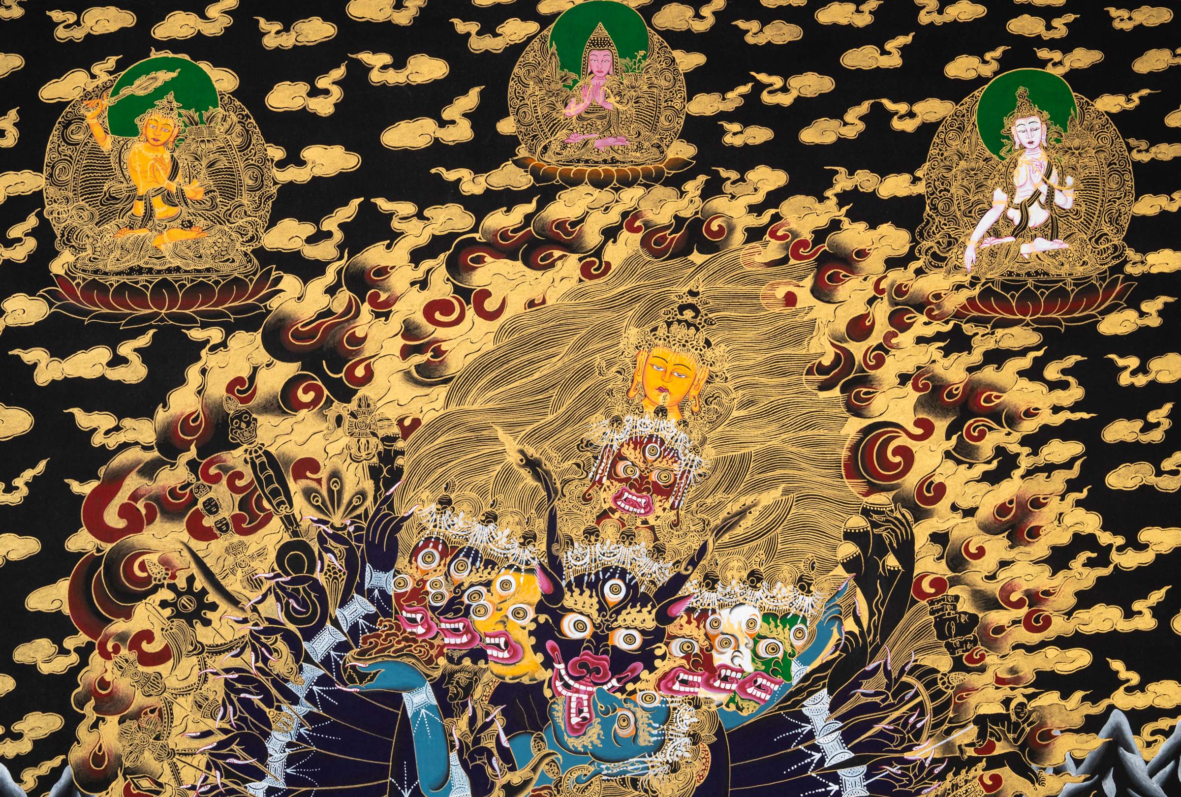 Hand-Painted Yamantaka Shakti Thangka - Sacred Painting