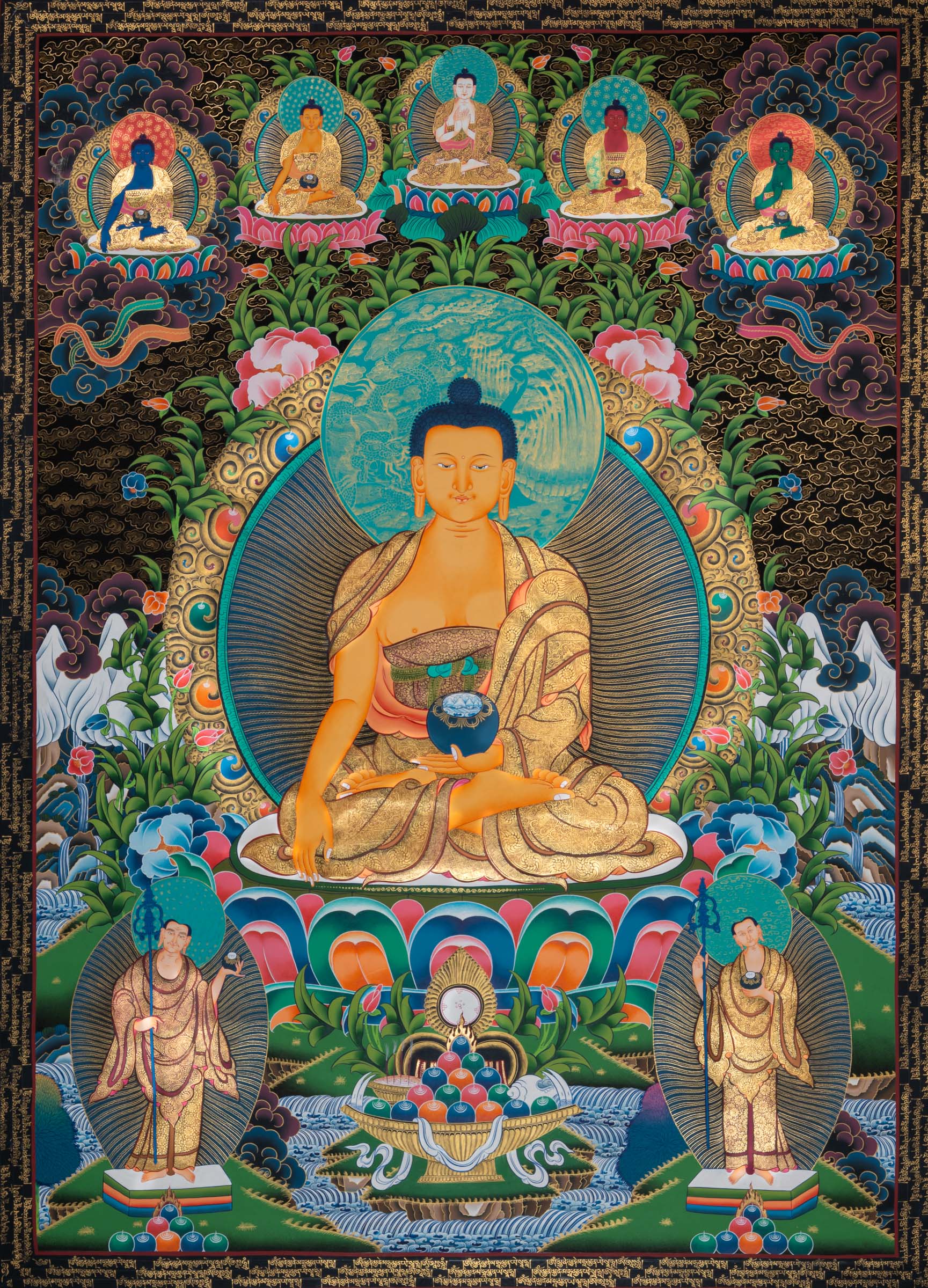 Shakyamuni Buddha Thangka Painting for Buddhism teaching.