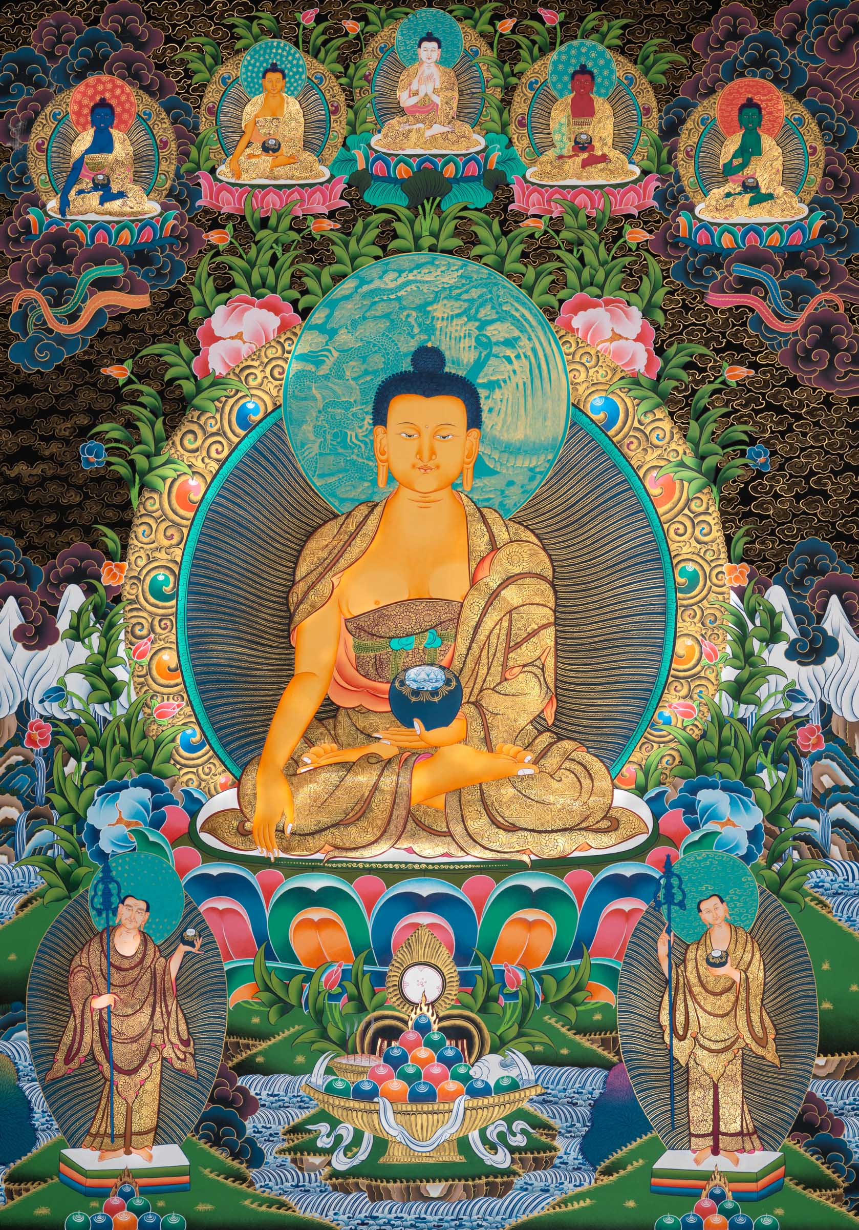 Shakyamuni Buddha Thangka Painting for Buddhism teaching.