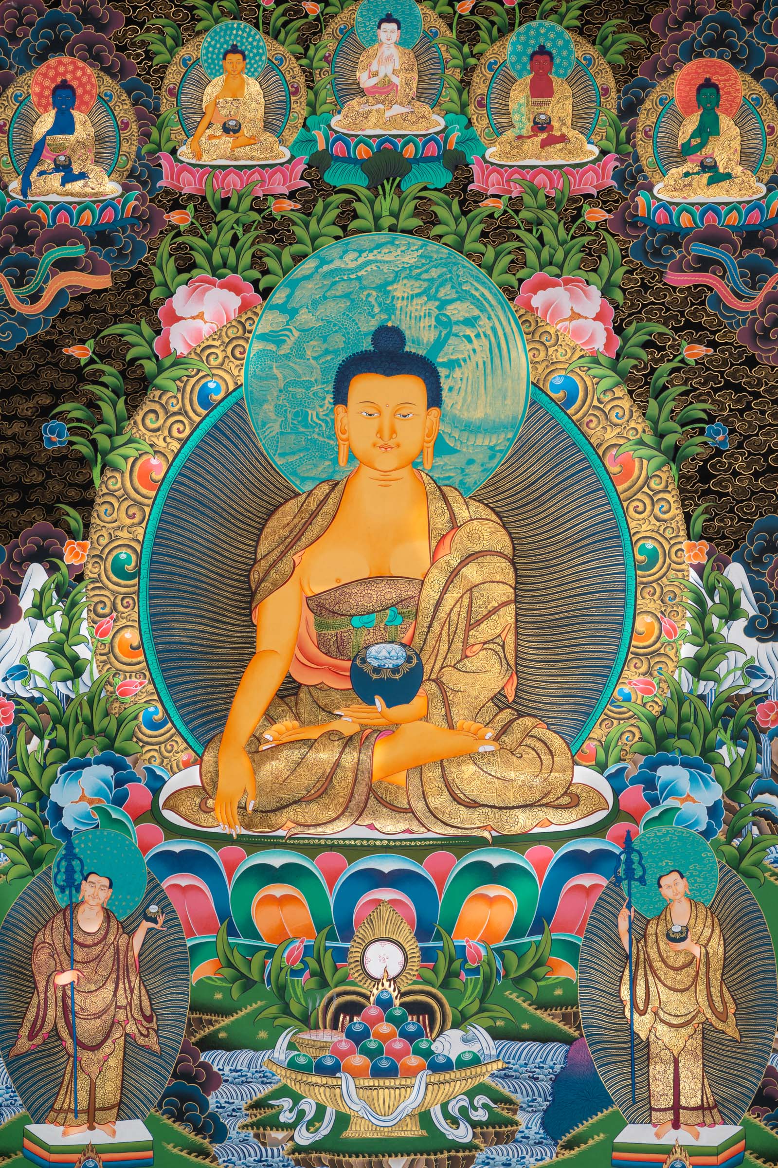 Shakyamuni Buddha Thangka Painting for Buddhism teaching.