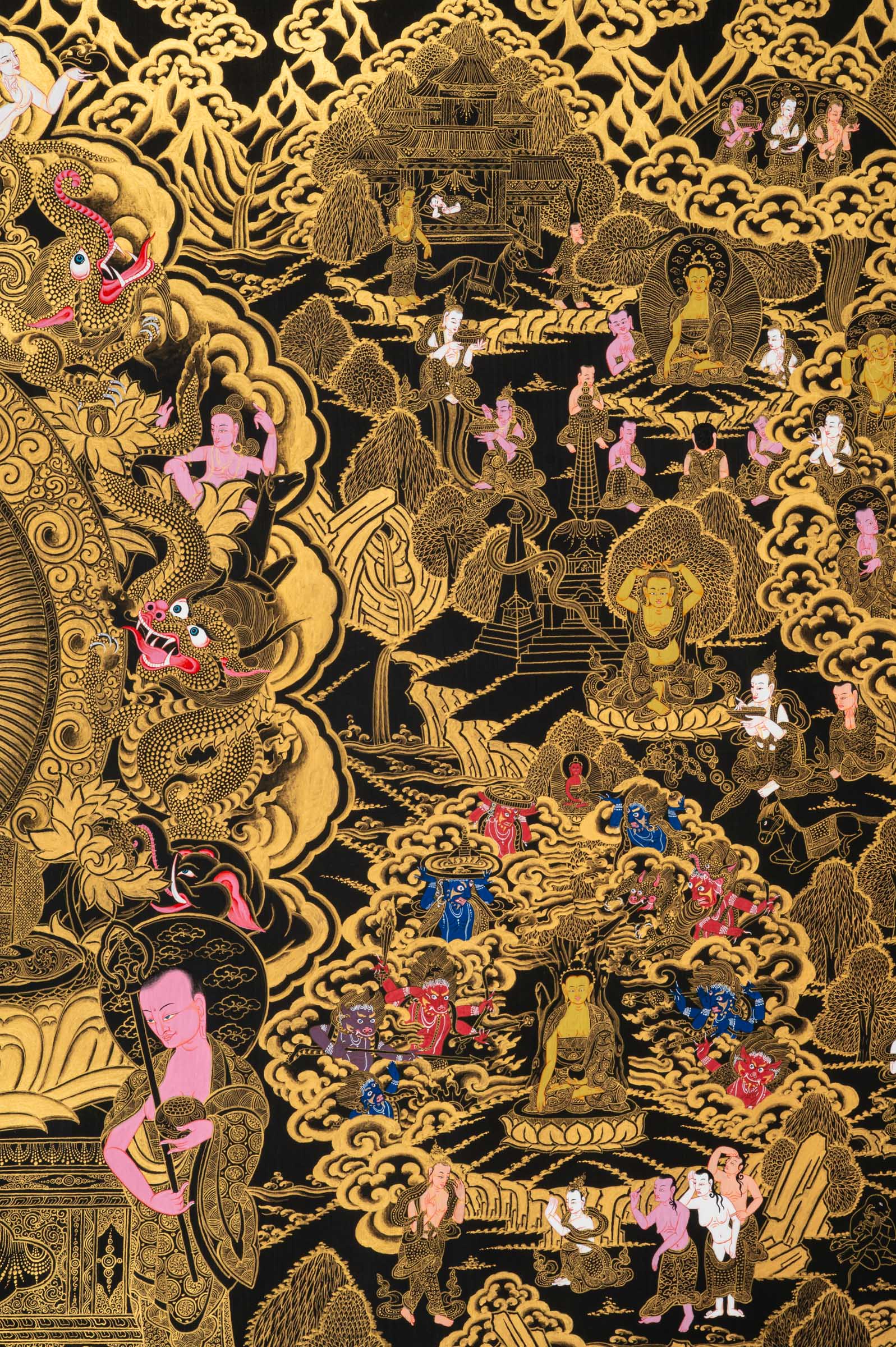Buddha Life Journey Thangka - Tibetan Painting