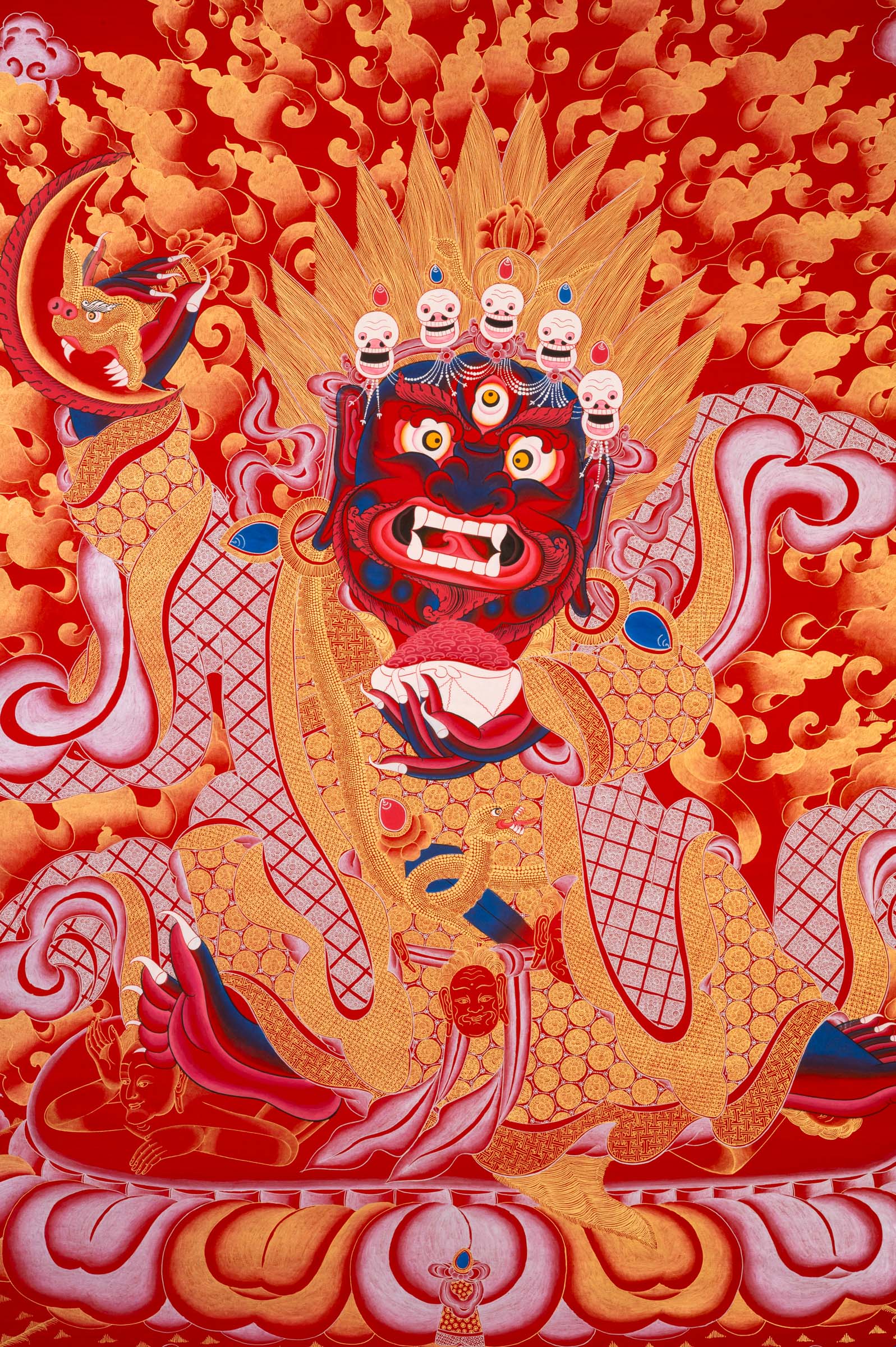 Hand-Painted Wrathful Mahakala Thangka Painting
